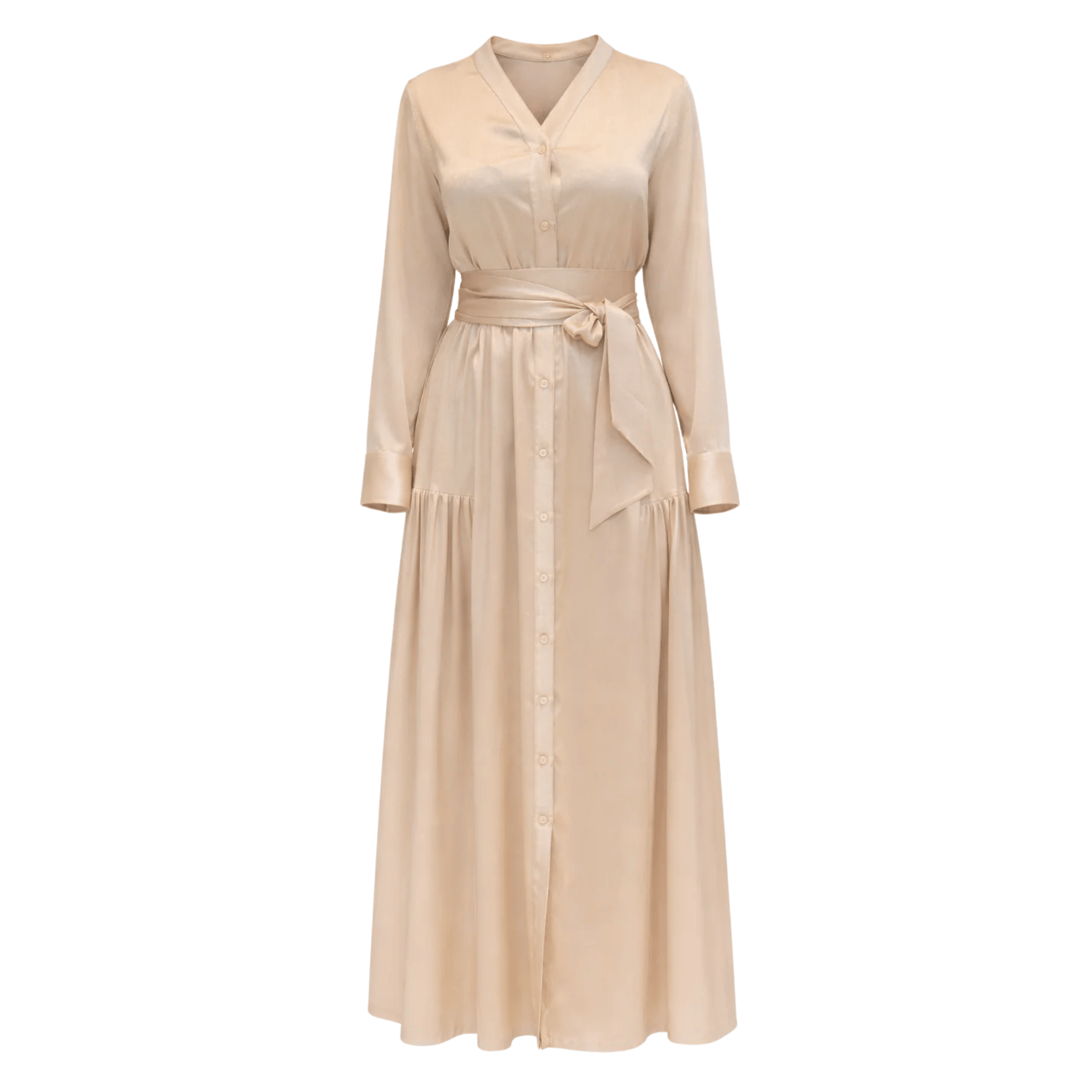ASYA K. MAXI V-NECK DRESS WITH SIDE POCKETS (فستان) “LAYLA”