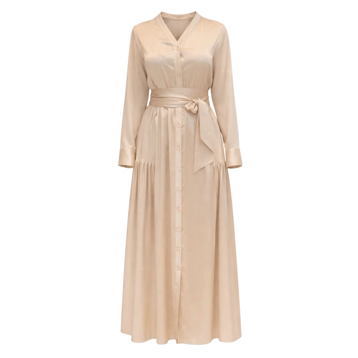 ASYA K. MAXI V-NECK DRESS WITH SIDE POCKETS (فستان) “LAYLA”