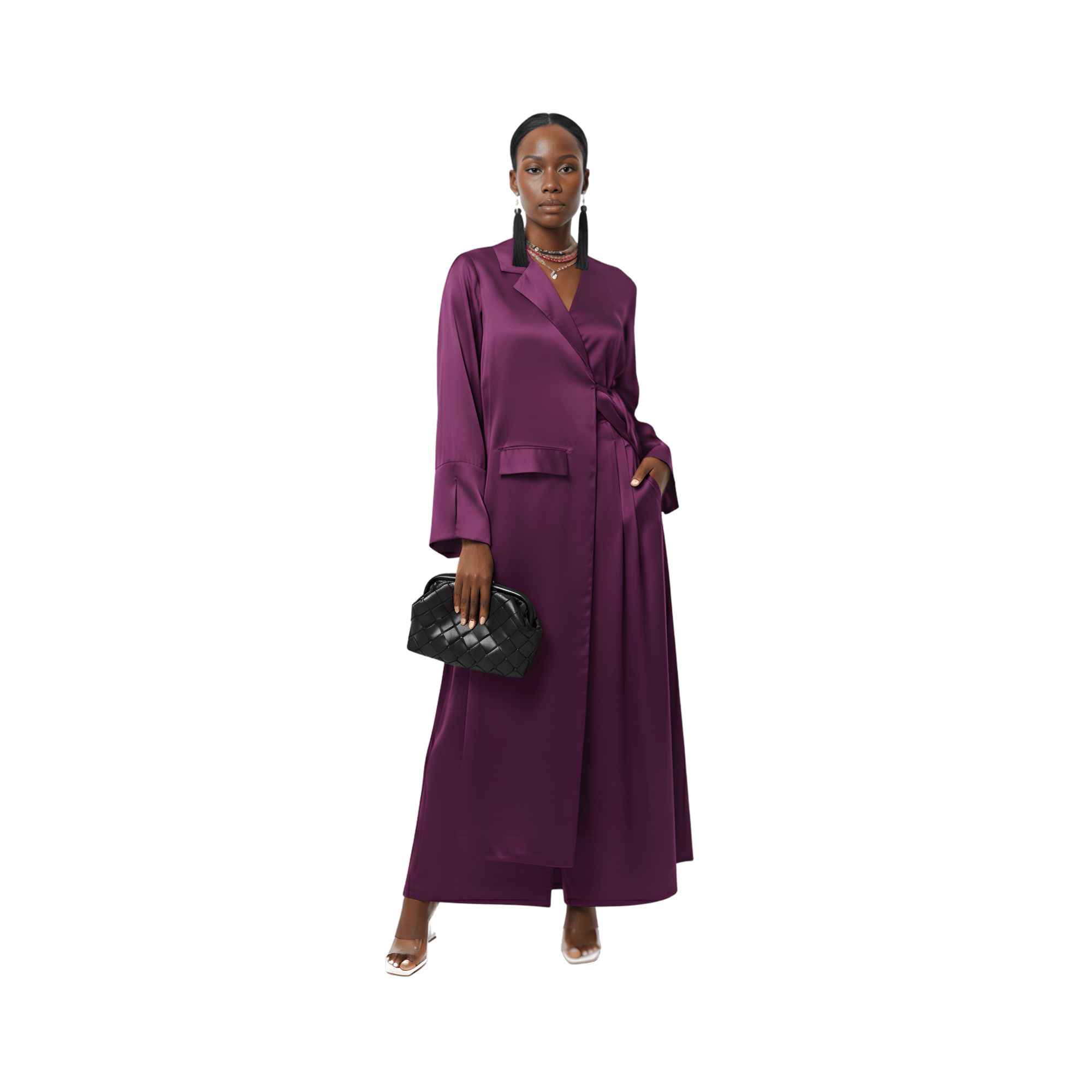 ASYA K. ONE SIDE LAYERED BUTTONED DOWN LONG SHIRT-DRESS (فستان) “MAHA”