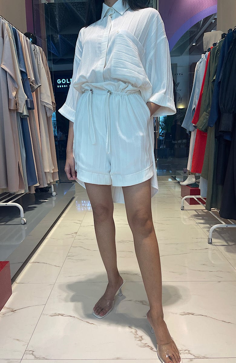 ASYA K. LOOSE FIT LINEN SET  زوج (SHIRT & SHORTS) “LUBA”