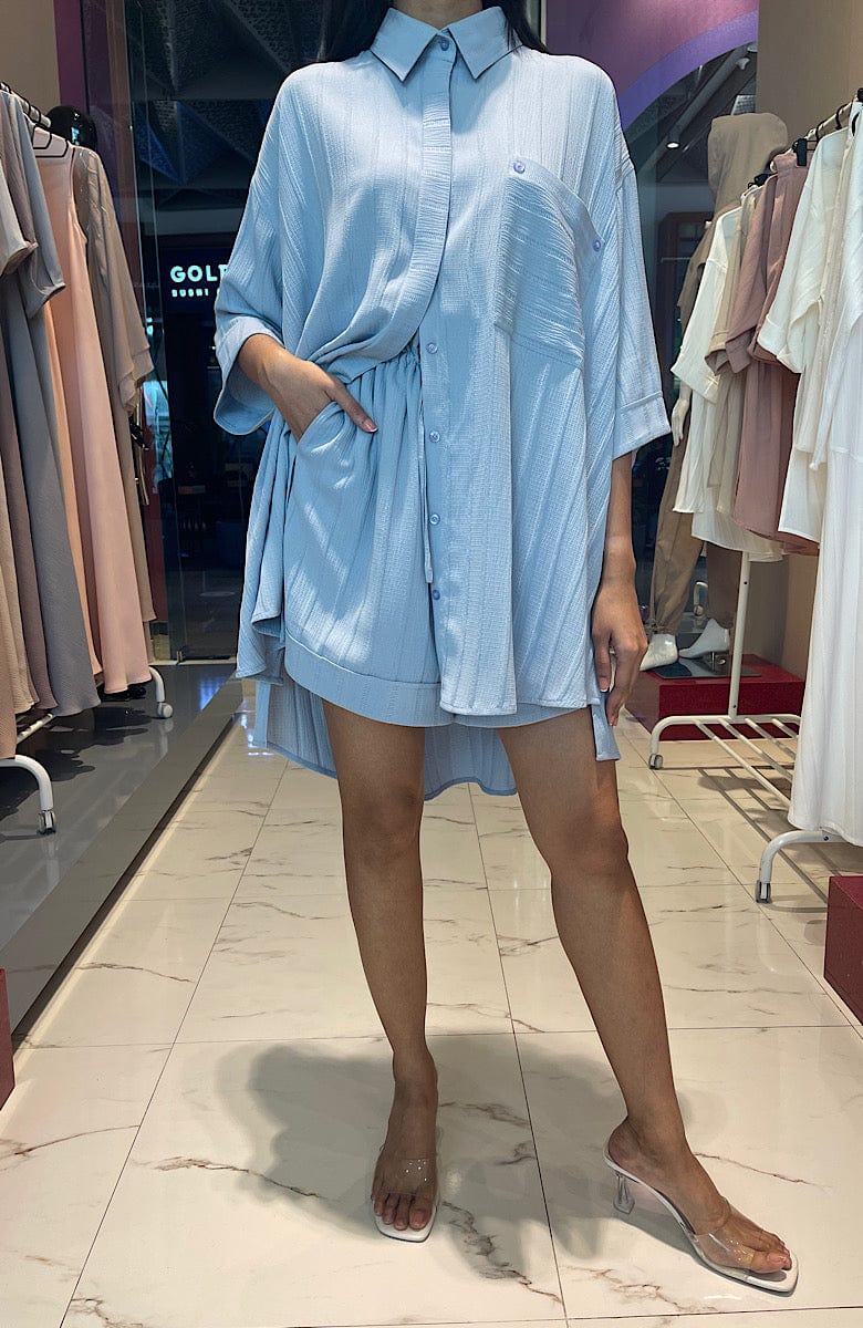 ASYA K. LOOSE FIT LINEN SET  زوج (SHIRT & SHORTS) “LUBA”