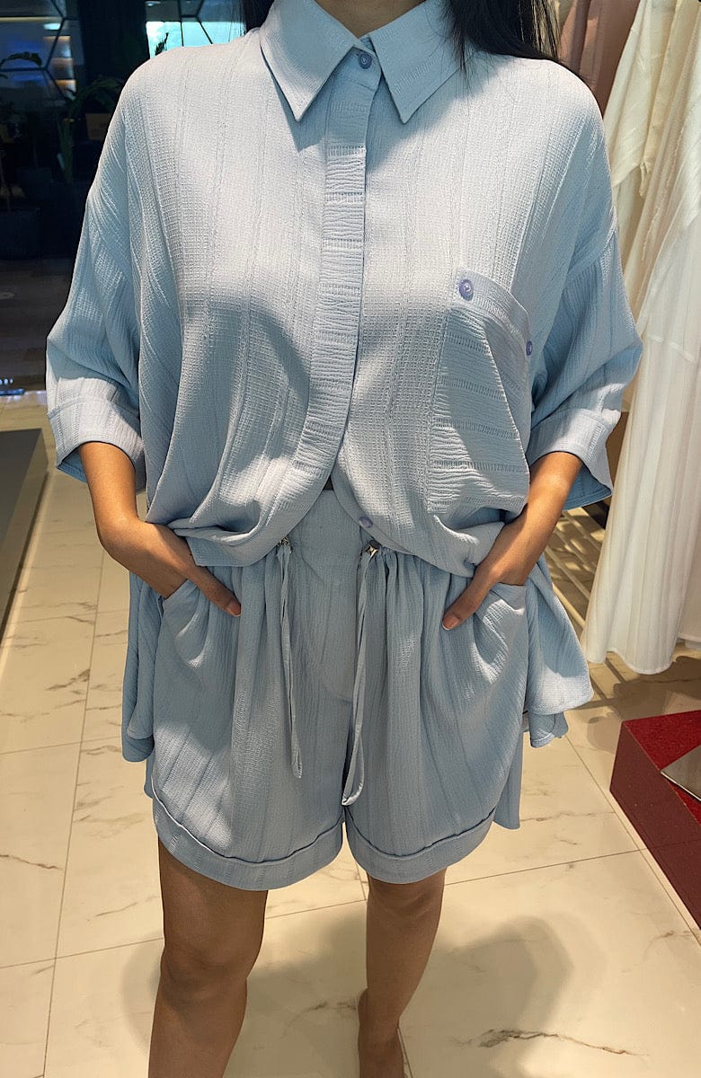 ASYA K. LOOSE FIT LINEN SET  زوج (SHIRT & SHORTS) “LUBA”