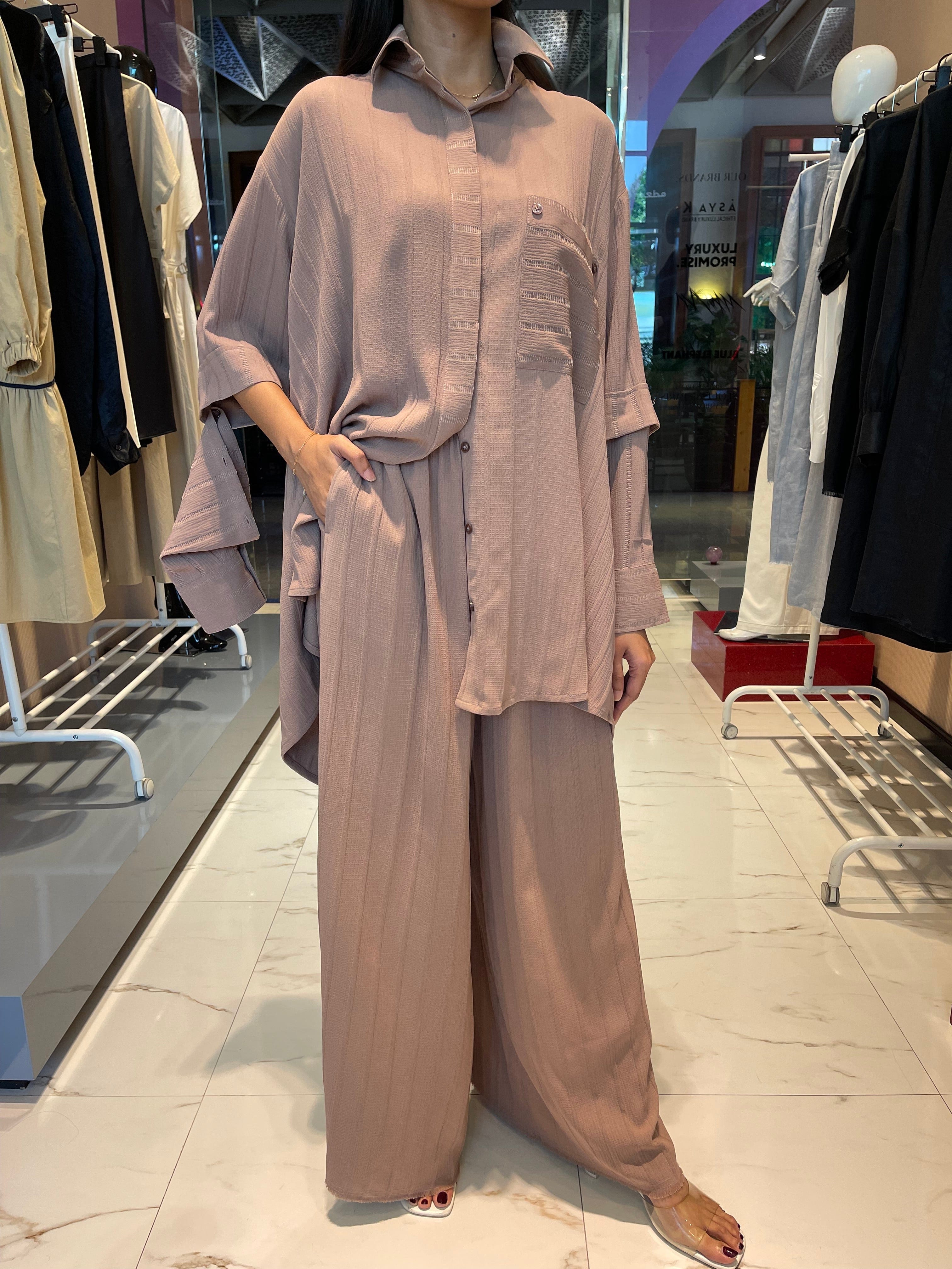 ASYA K. LOOSE FIT SET  زوج (SHIRT & PANTS) قميص وبنطلون) “APPLE”