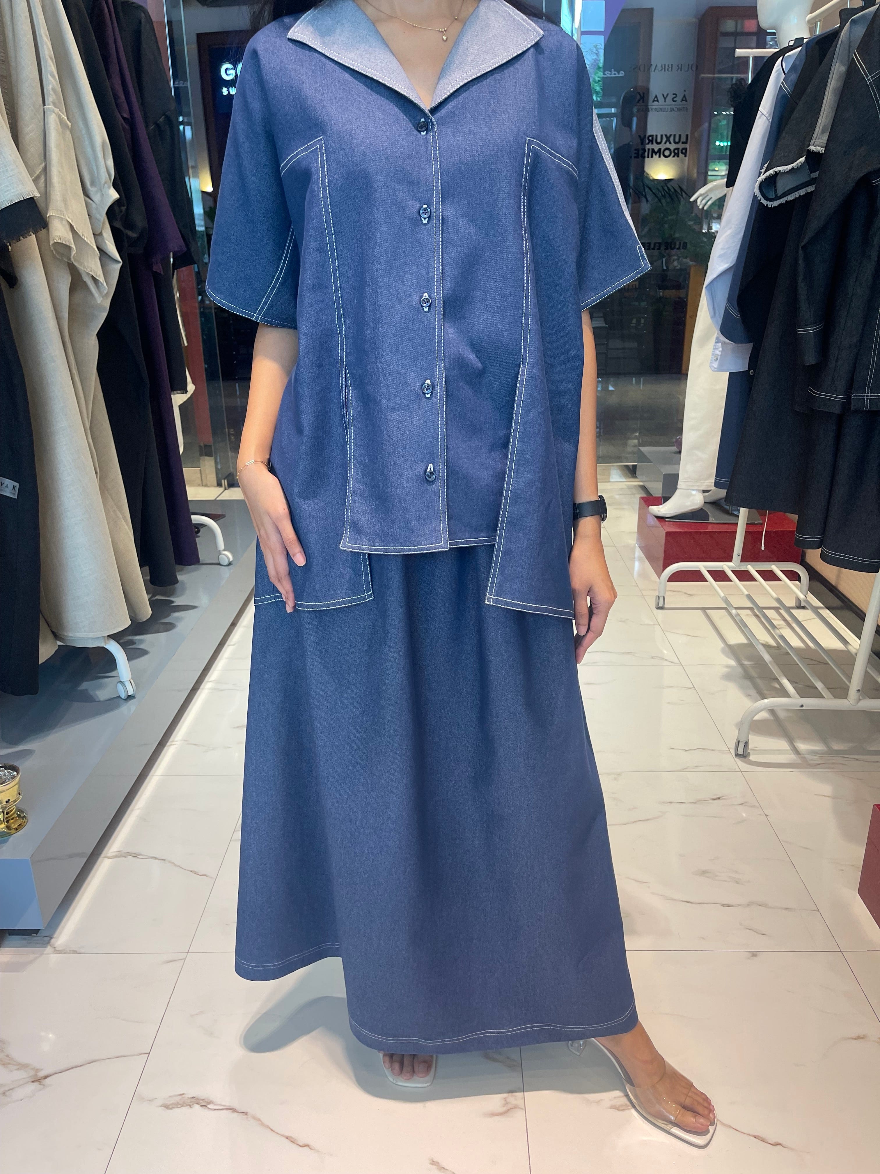 ASYA K. LOOSE FIT LINEN SHIRT (قميص) “OLGA” (DENIM COLLECTION)