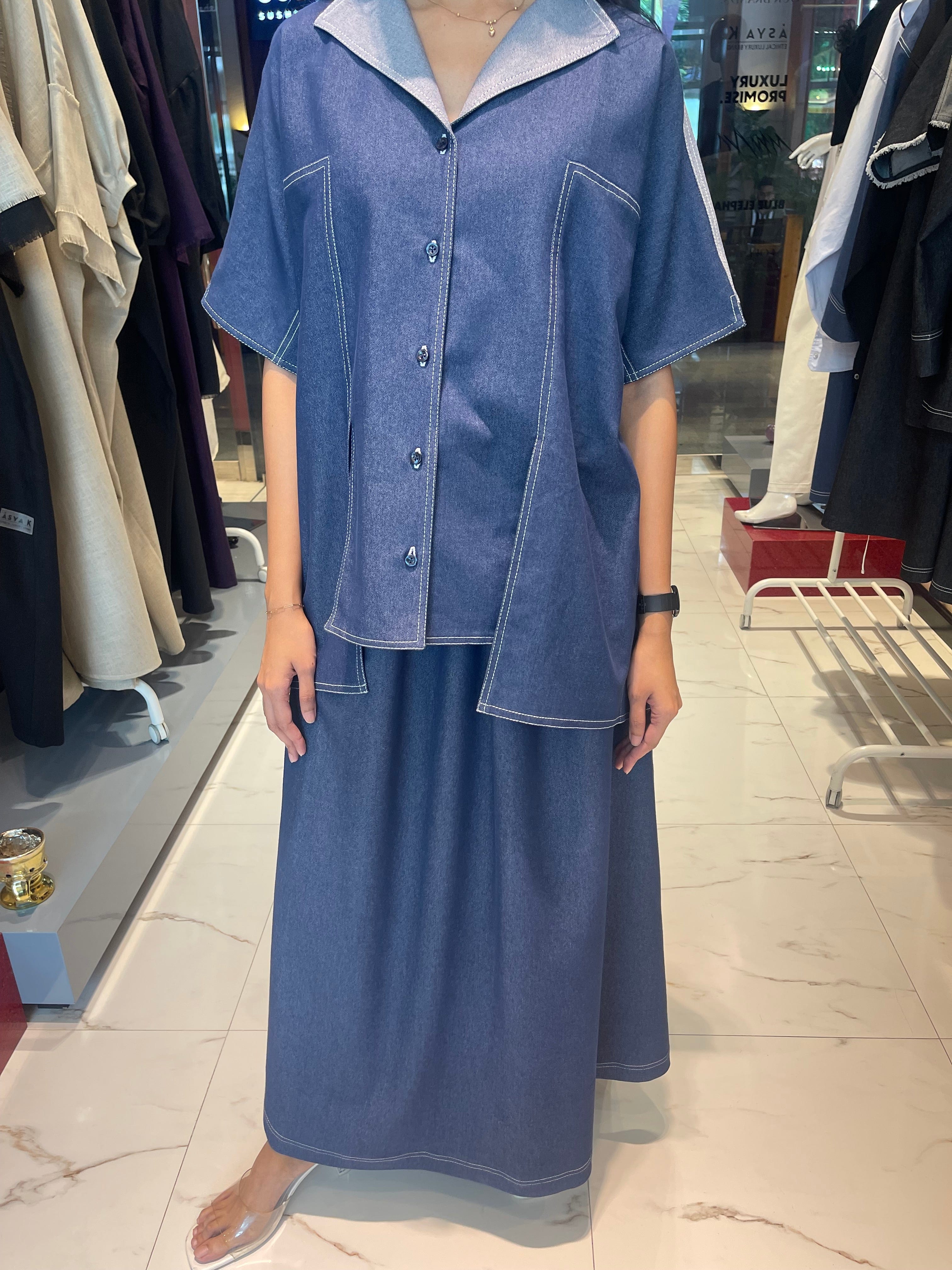 ASYA K. LOOSE FIT LINEN SHIRT (قميص) “OLGA” (DENIM COLLECTION)