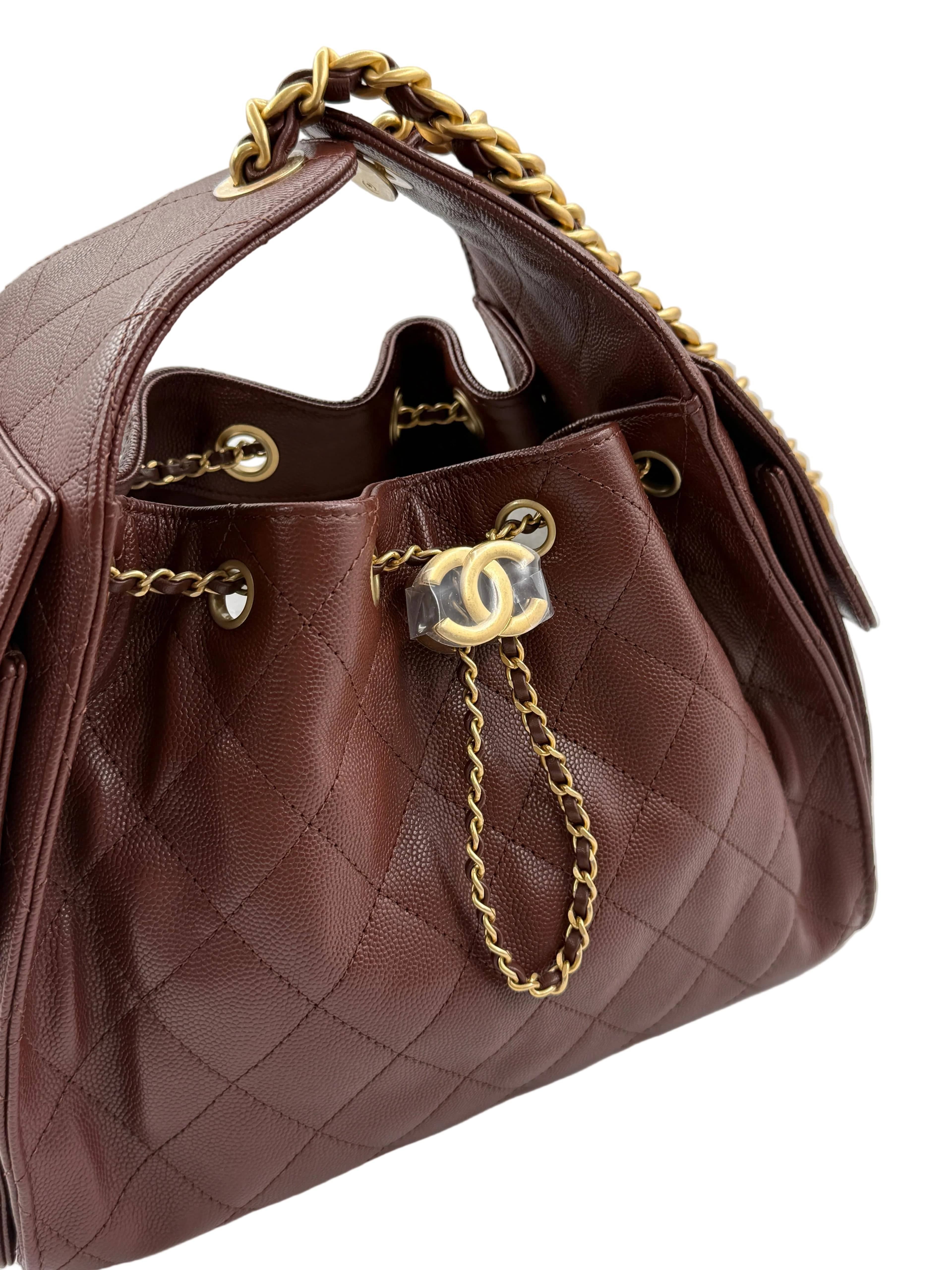 Aureon Group Limited *LONDON LOCATED* CHANEL 25 SMALL HANDBAG BROWN Grained Shiny Calfskin with Gold-Tone Metal