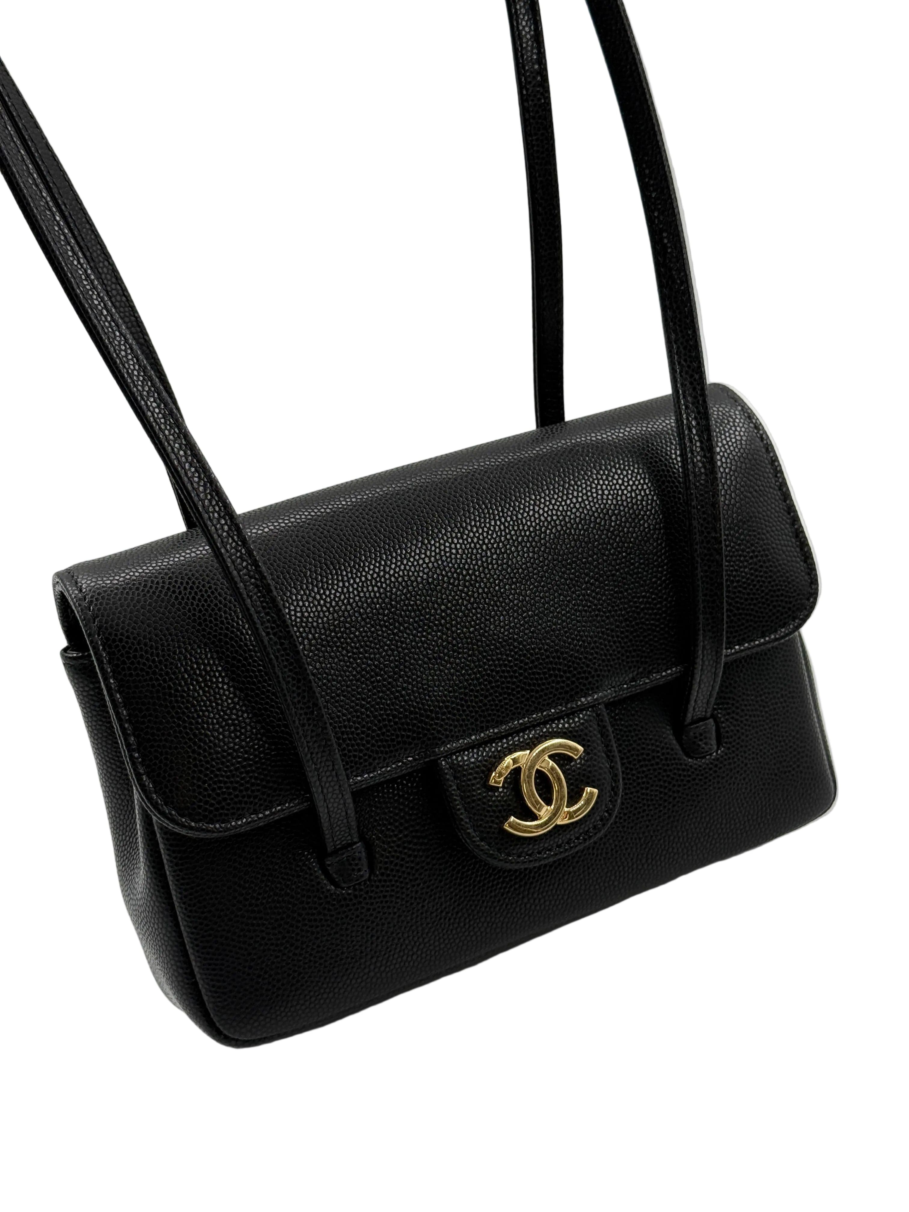 Aureon Group Limited *LONDON LOCATED* CHANEL 26 MINI FLAP BAG BLACK Grained Shiny Calfskin with Gold-Tone Metal