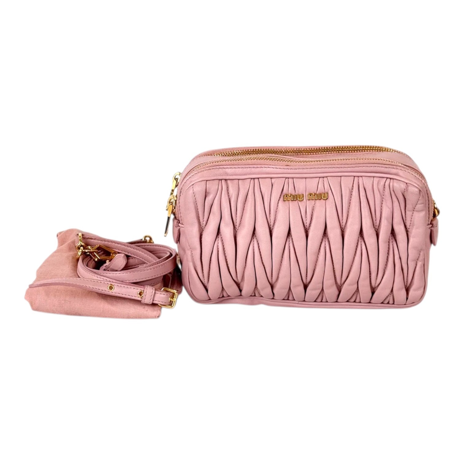 Miumiu Pink Leather Bag with Double Zipper