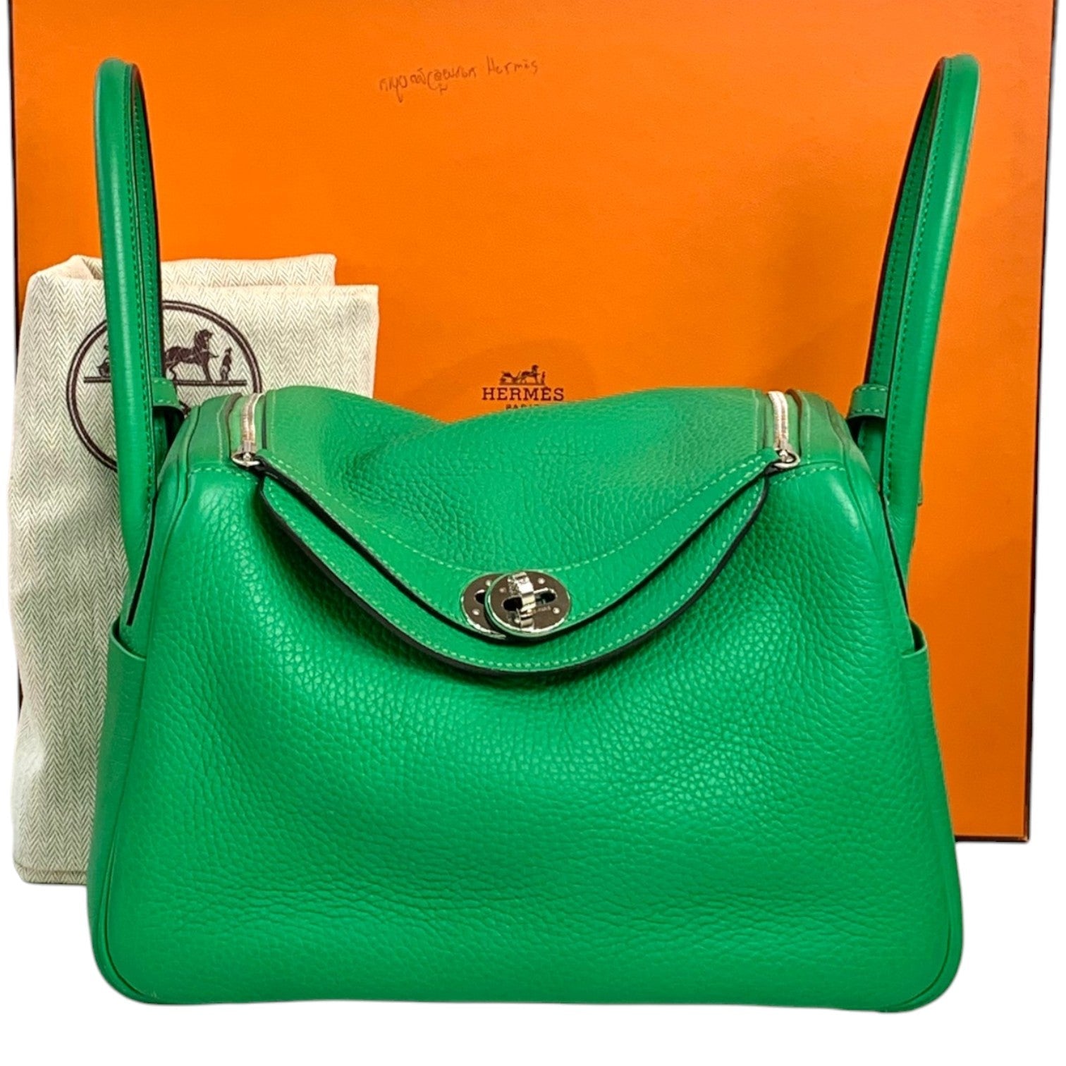 Hermes Lindy 26cm Bag Green Clemence
