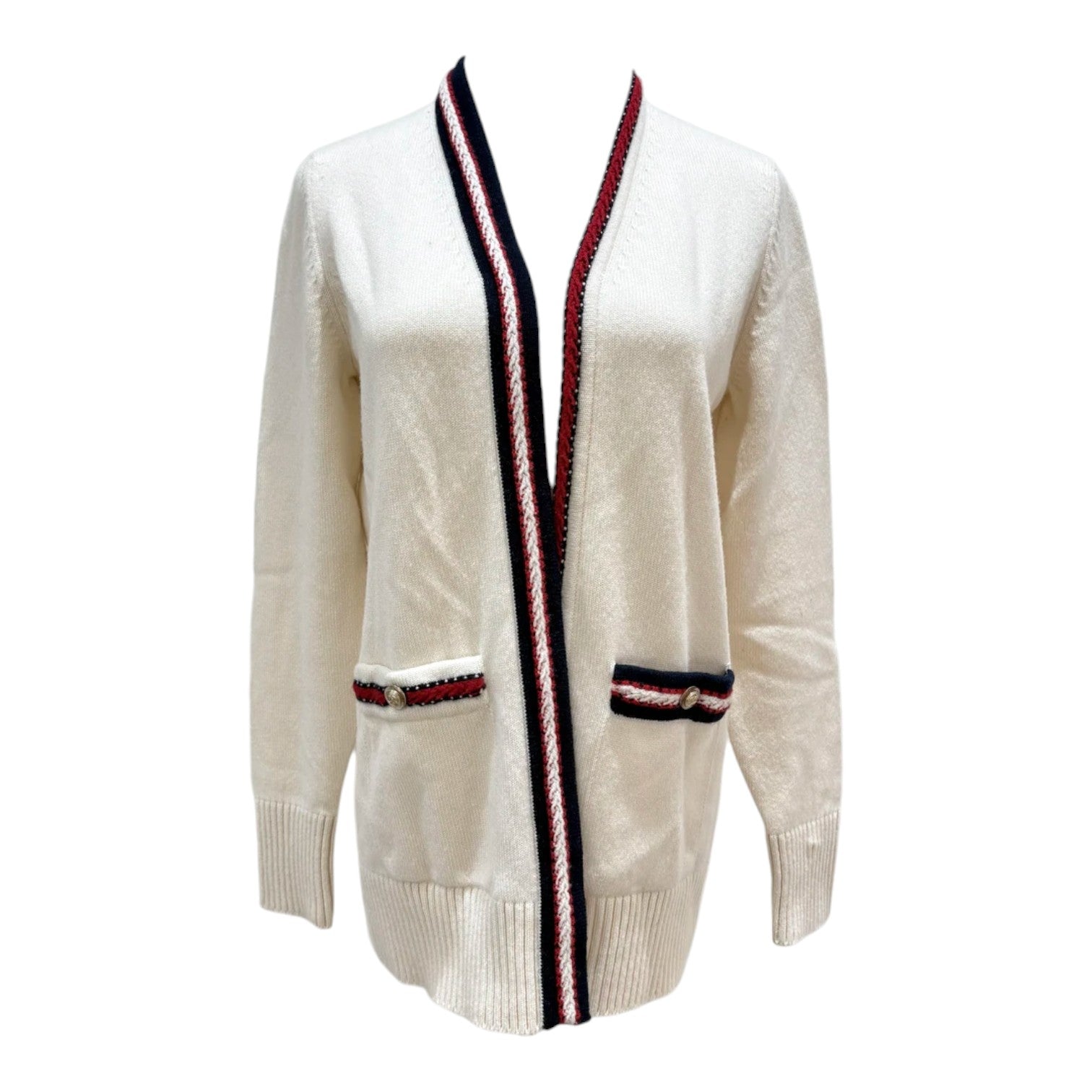 Chanel White Cashmere Cardigan - Size 34