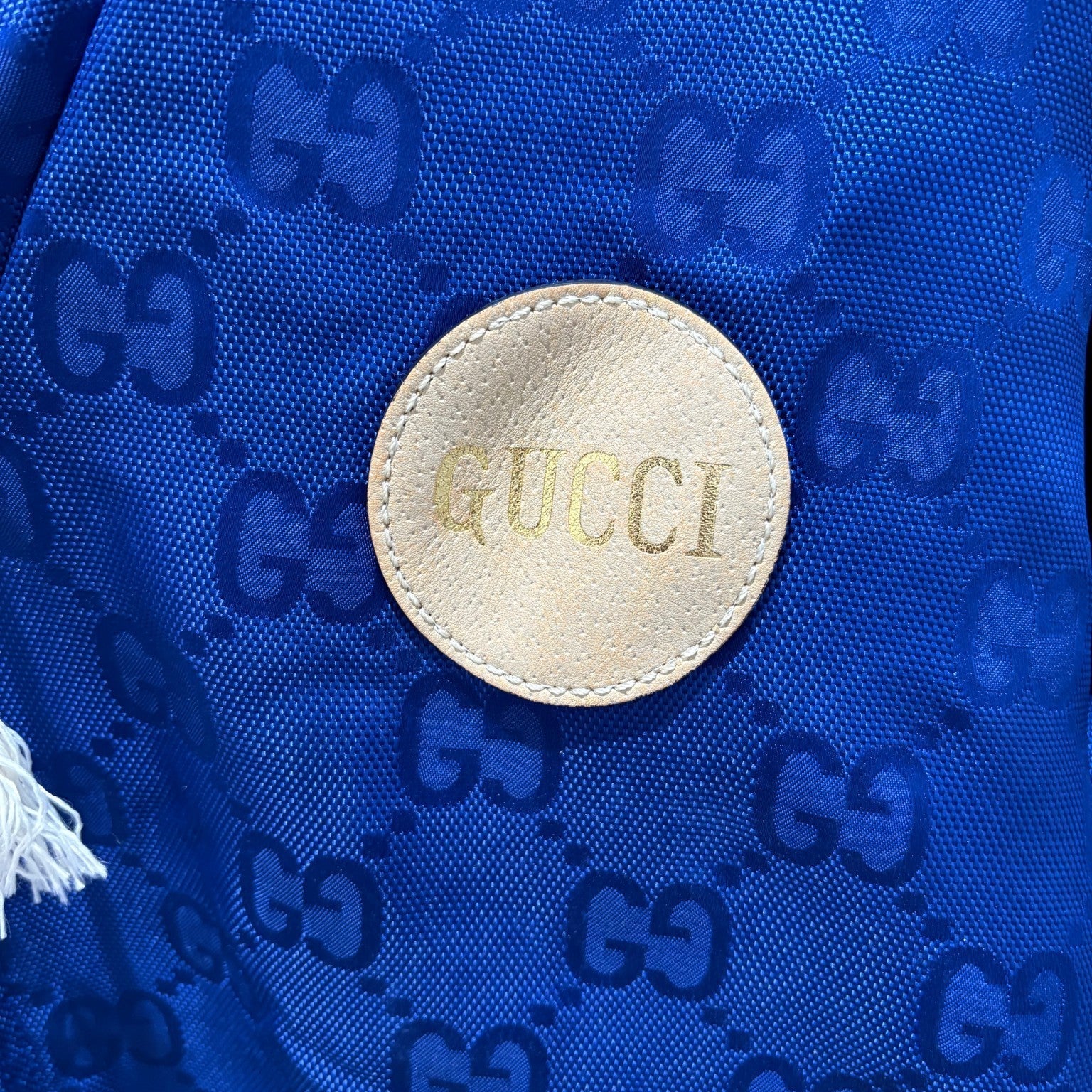 Gucci GG Logo Blue Nylon Jacket in size 46