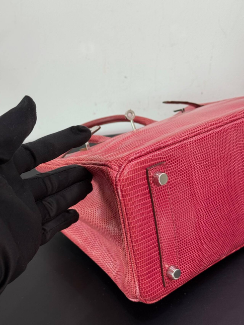 Hermès Birkin 25 Pink Lizard Leather Handbag