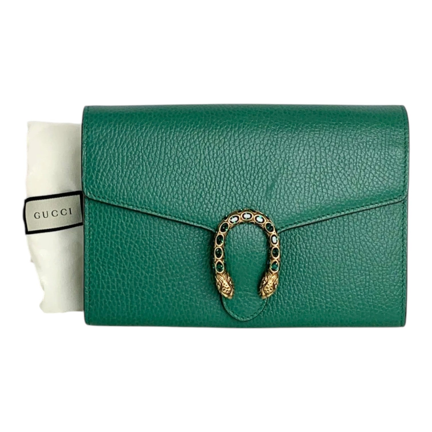 Gucci Green Dionysus WOC Bag with Emerald Crystal & Gold Hardware