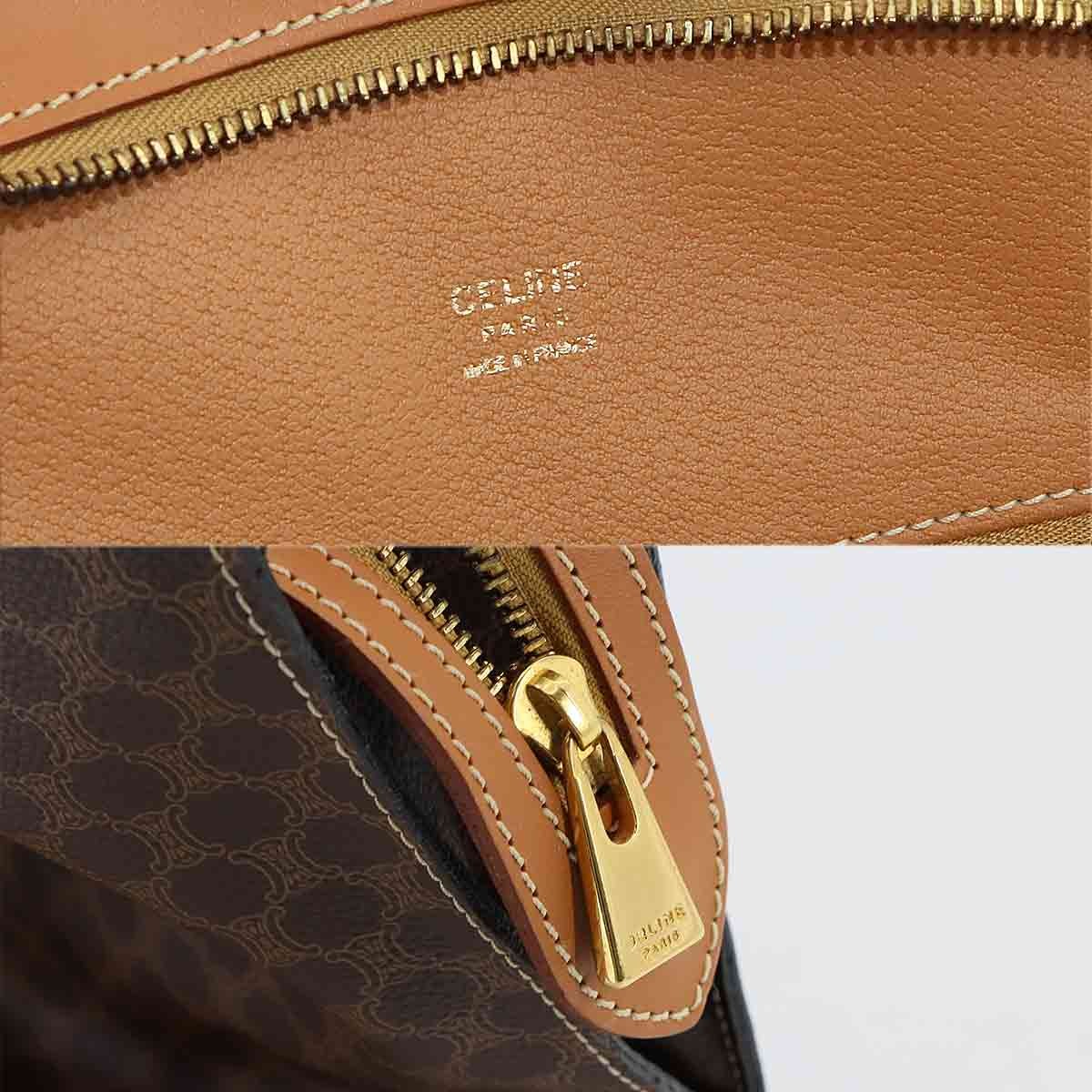 CELINE Macadam Tote Bag PVC Leather Brown Vintage Purse 902752659