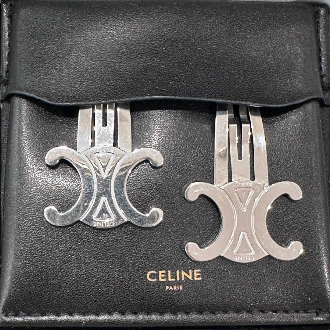 Celine Pair Hair Clips Silver