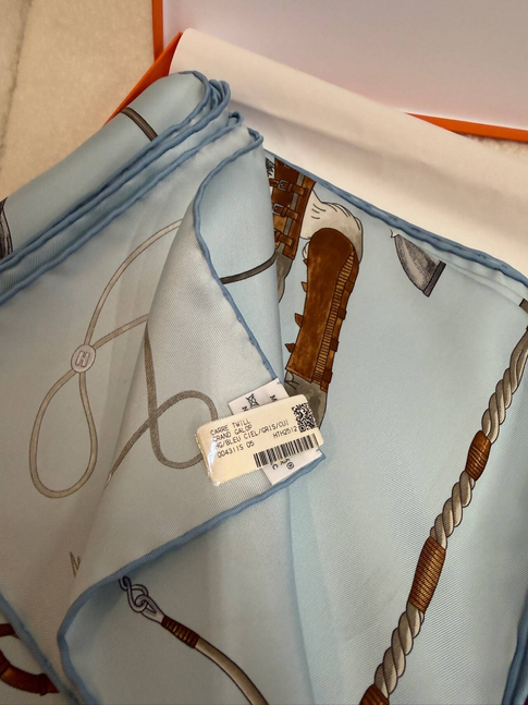 Hermès Silk Scarf 90cm - Equestrian Sky Blue