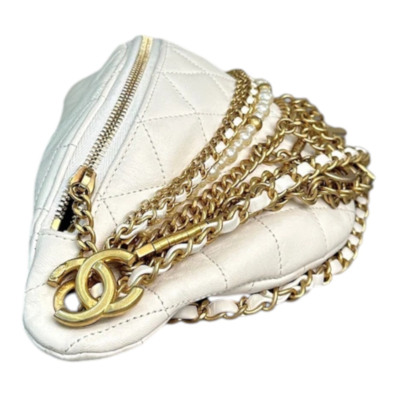 Chanel White All About Chains Waist Bag