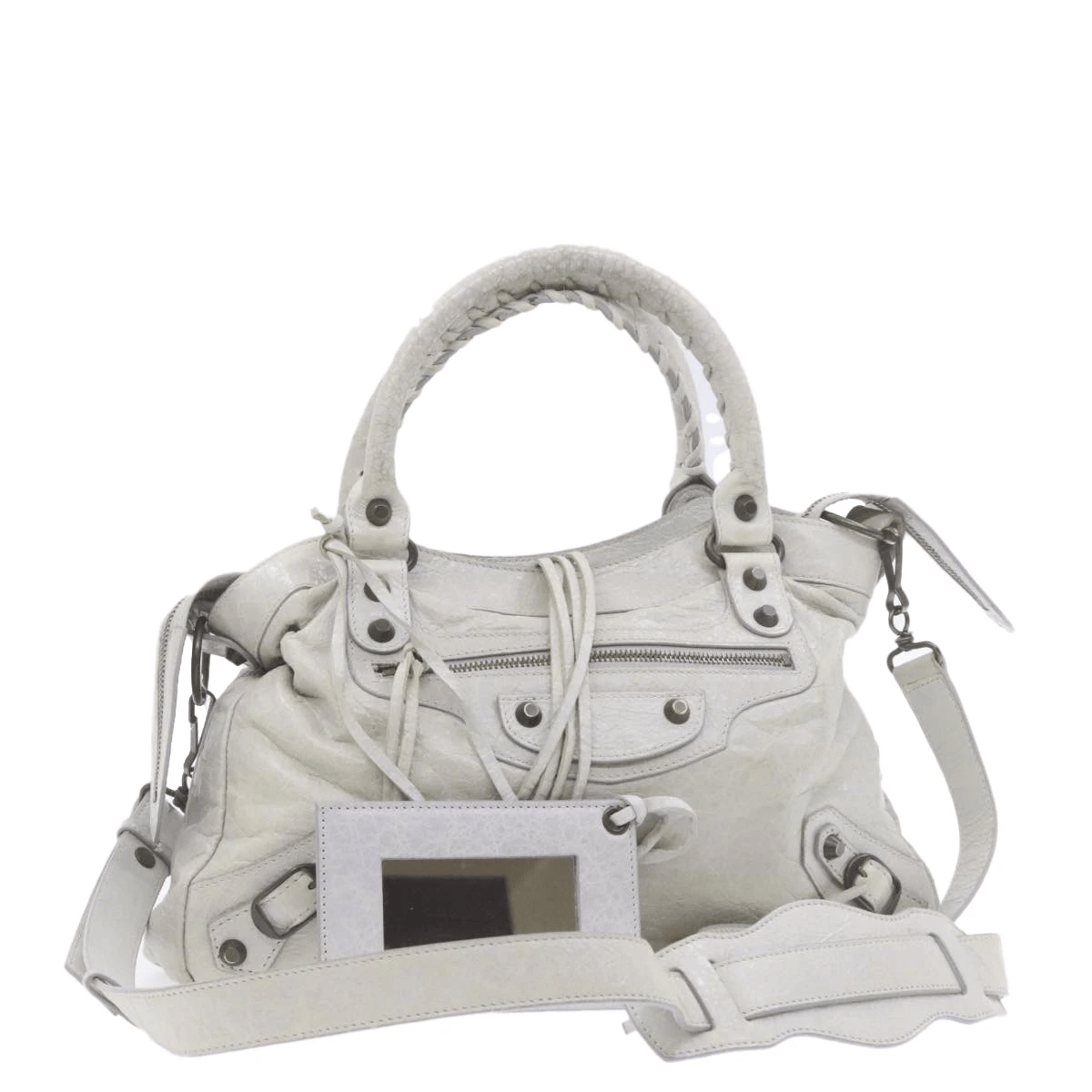 Balenciaga BALENCIAGA 2way Shoulder Hand Bag Gray Leather Auth gt579