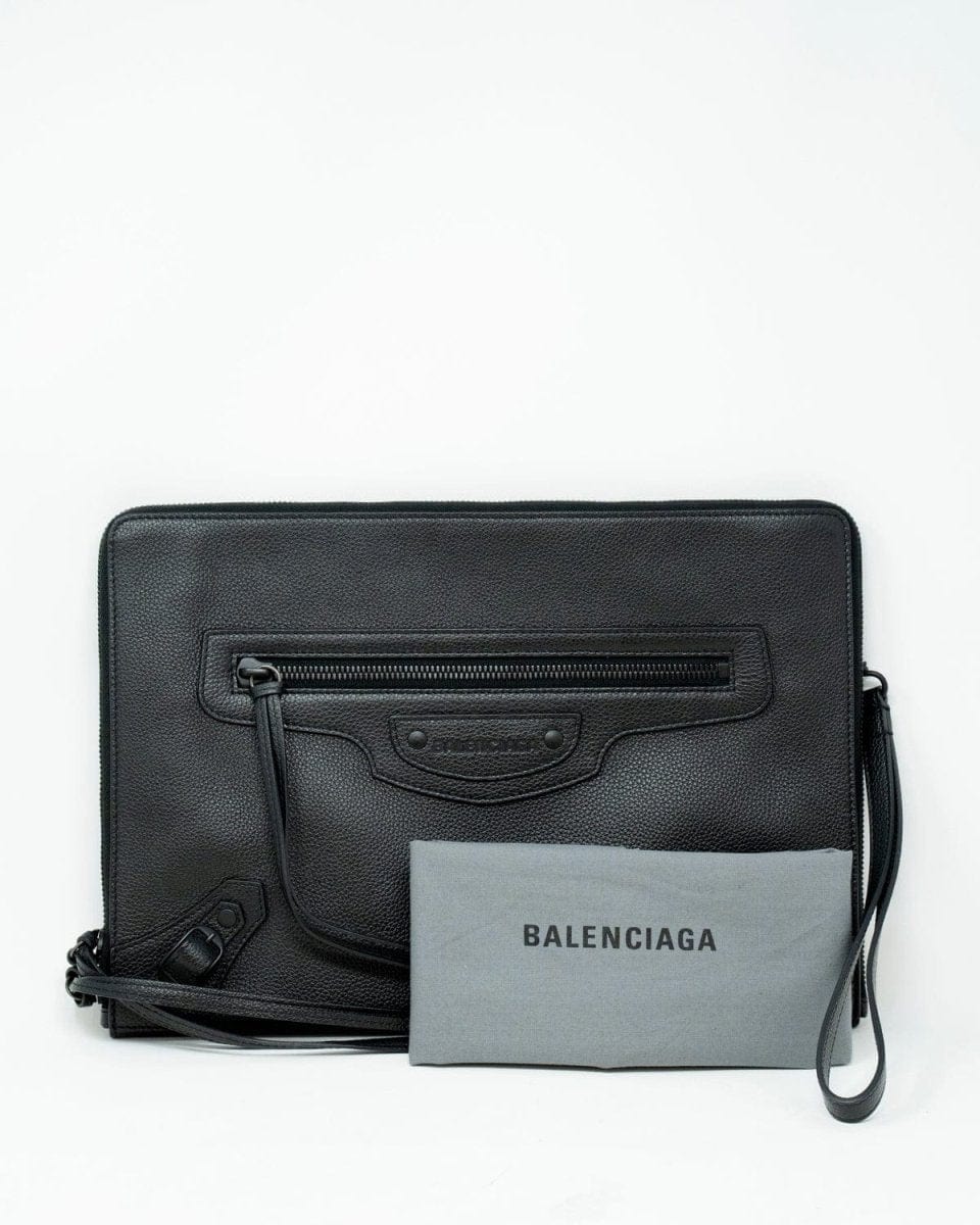 Balenciaga Black Leather City Clutch Bag - AGL1862