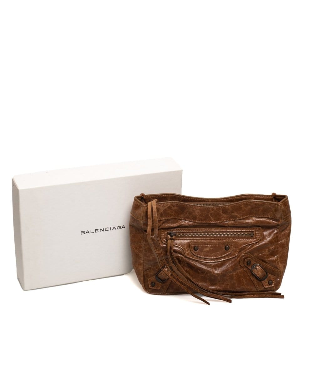 Balenciaga Brown Leather City Clutch Bag AGL1071