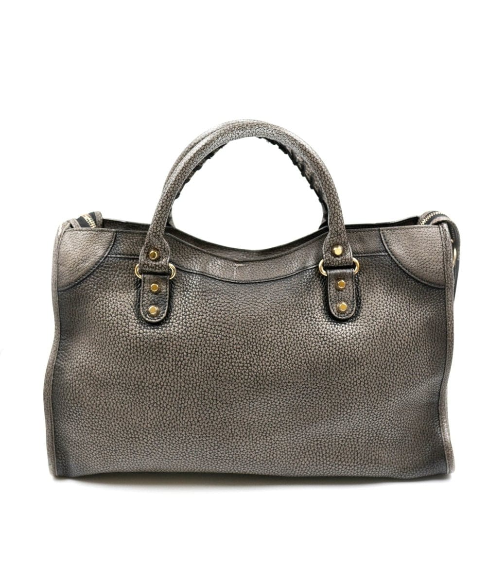 Balenciaga Balenciaga City bag medium metallic grey with champagne gold hardware - AGL2134