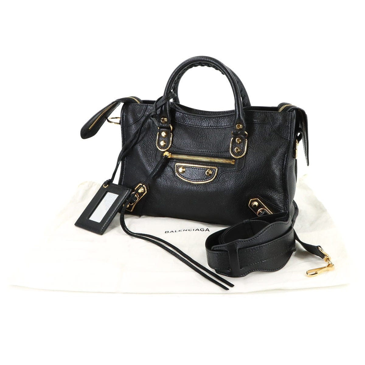 BALENCIAGA BALENCIAGA Metallic Edge City Hand Shoulder Bag Leather Black 432831 90317417