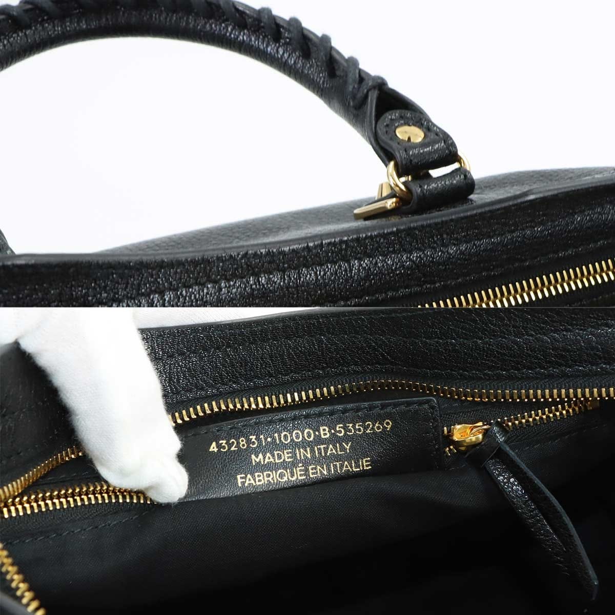 BALENCIAGA BALENCIAGA Metallic Edge City Hand Shoulder Bag Leather Black 432831 90317417