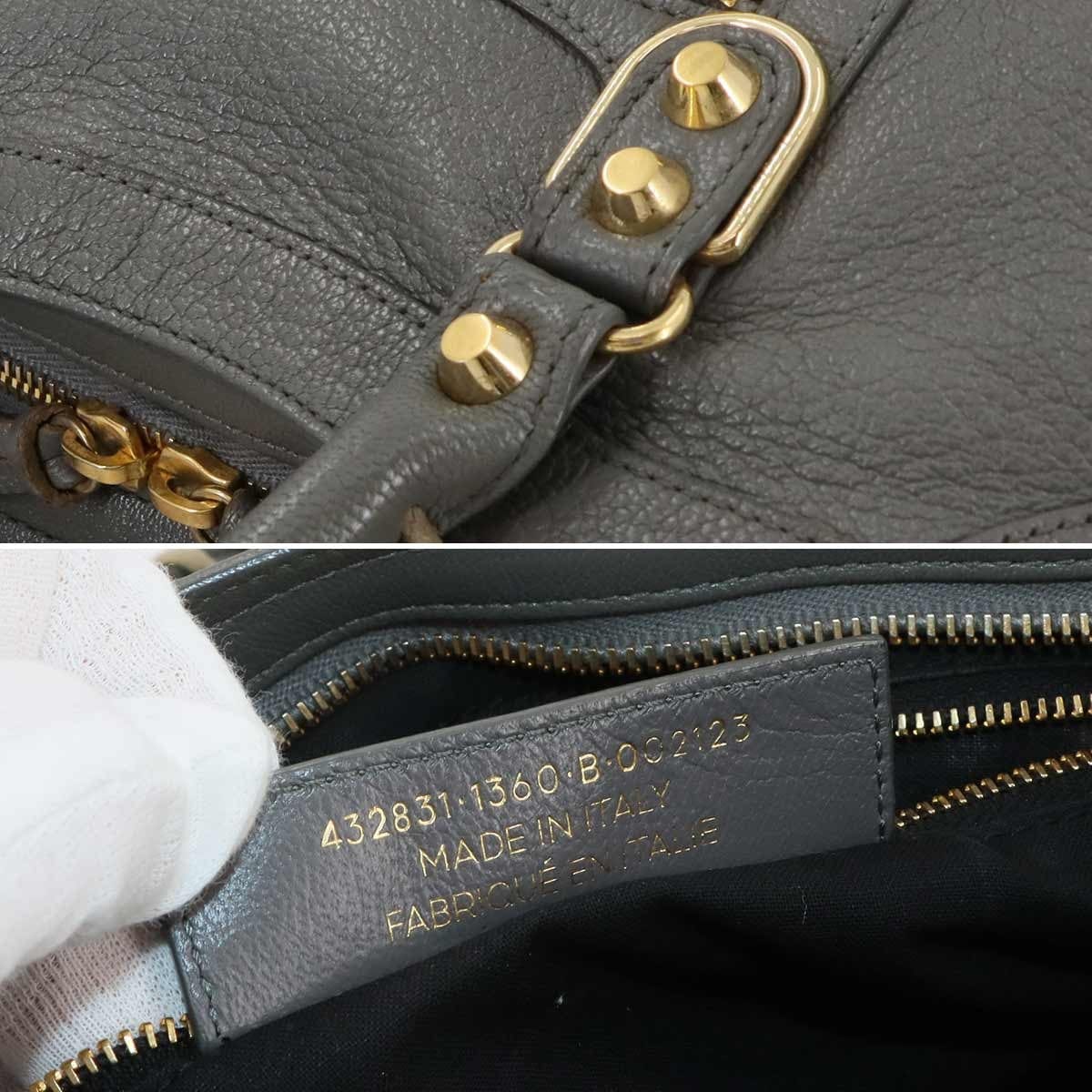 BALENCIAGA BALENCIAGA Metallic Edge City Hand Shoulder Bag Leather Gray 432831 90284983