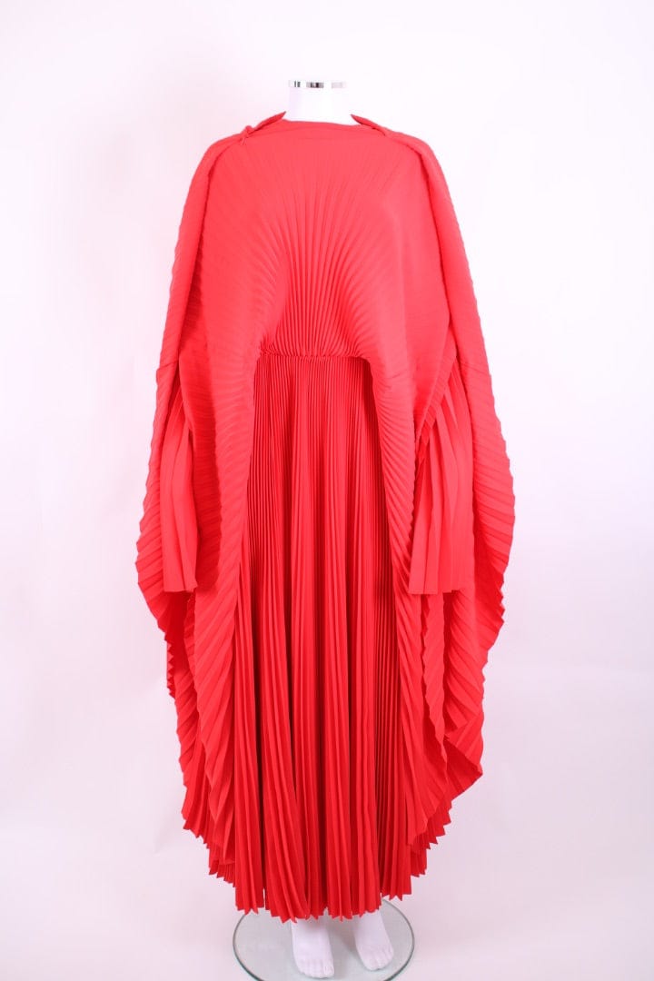 Balenciaga Balenciaga Cruise 2024 Caped Pleated Gown Red 10