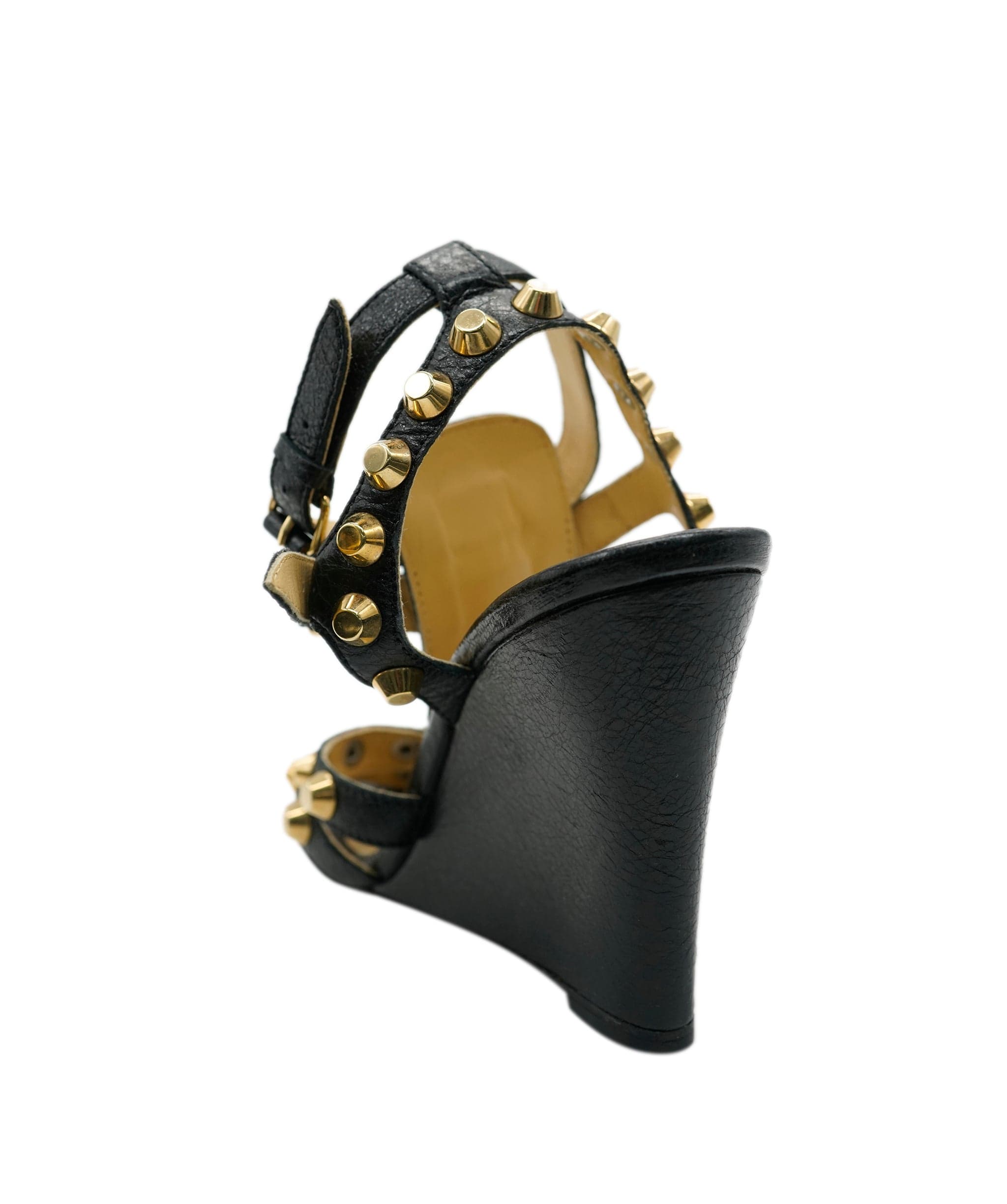 Balenciaga Balenciaga Black Leather Giant Arena Studded Wedge Sandals ALC2405