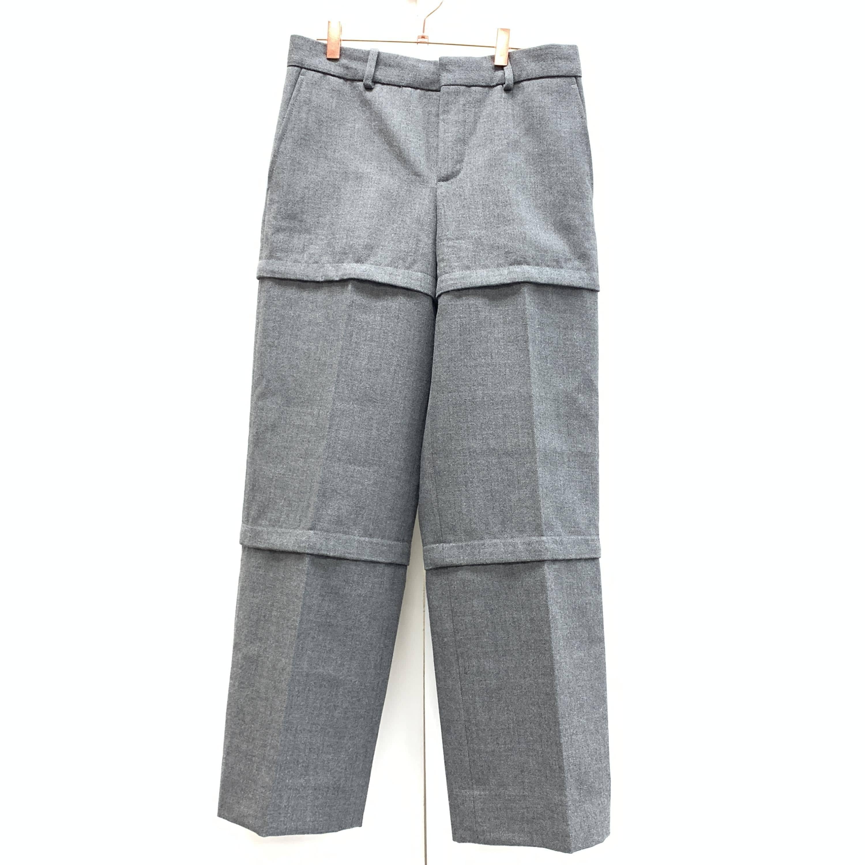 Balenciaga Balenciaga Gray Wide-Leg Trousers With Layered Design, Size: 36 C327544