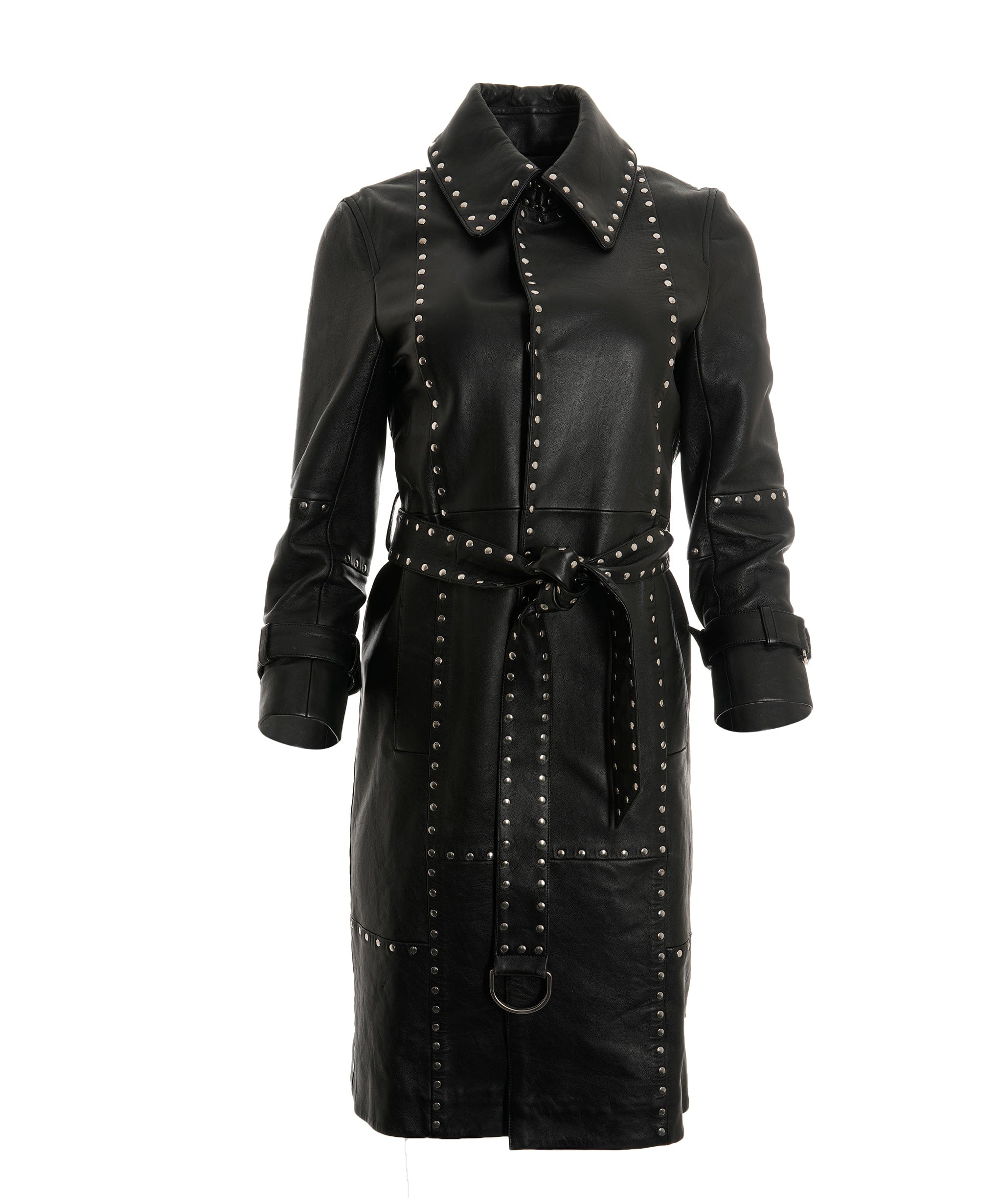 Balenciaga Balenciaga Leather Studded Detail Long Coat RRP £7000+ ALC2966