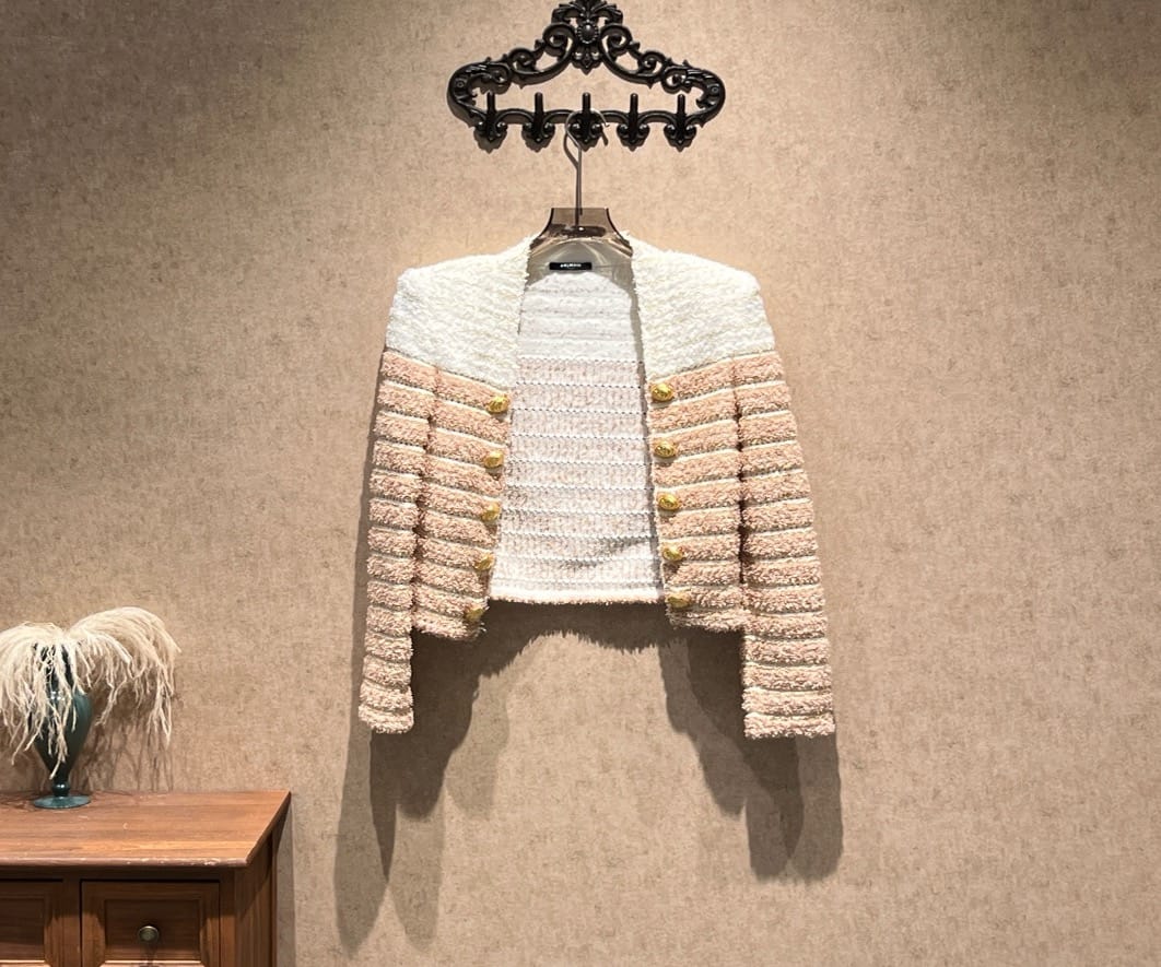Balmain Balmain color-blocked striped woven jacket with gold buttons / Size 36 / 99% new / 42240 SYCF42240