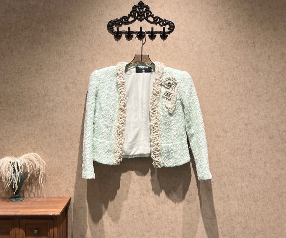 Balmain Balmain Heavy-duty Rhinestone and Pearl Tweed Jacket / Size 36 / 99% New / 42344 SYCF42344