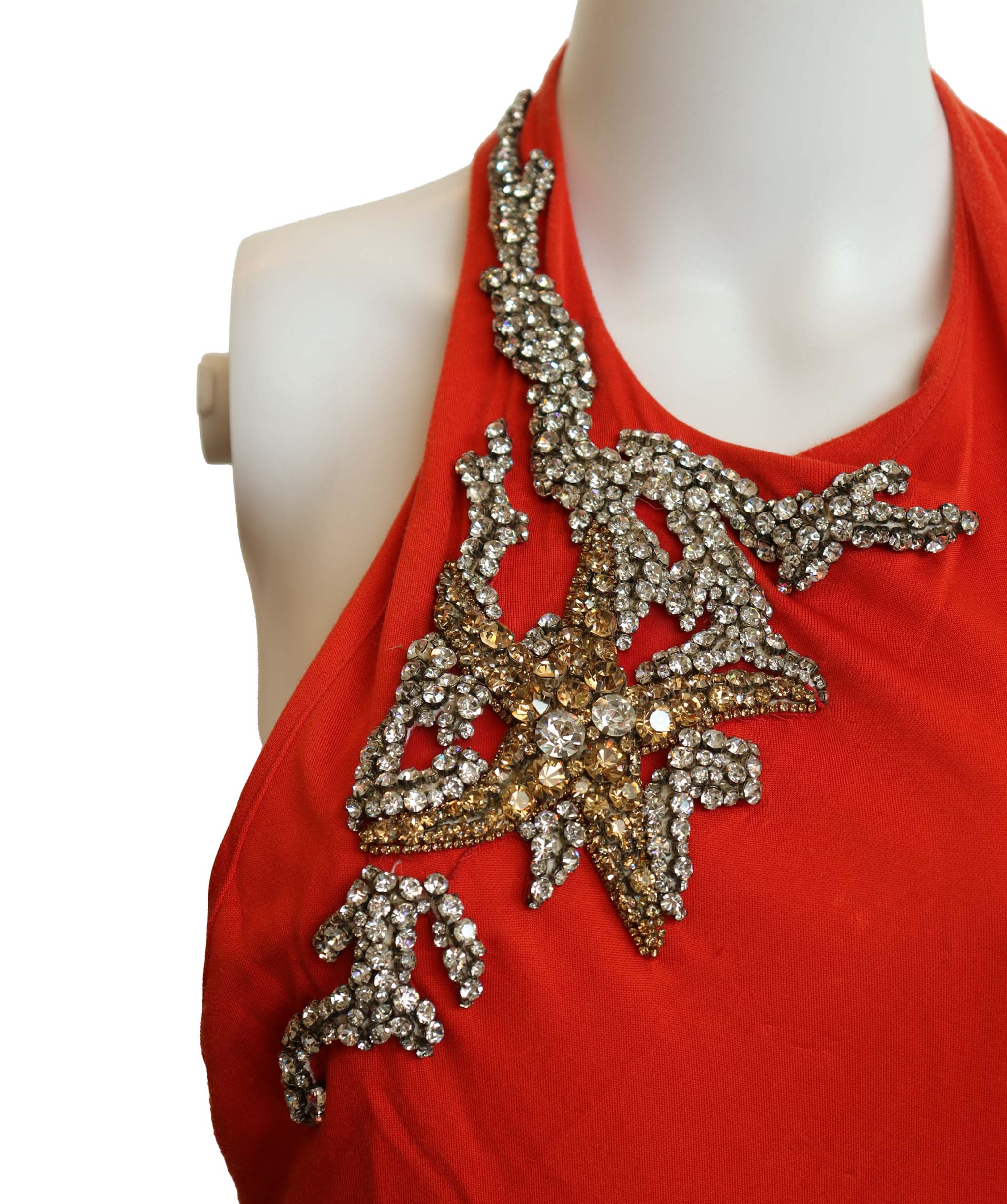 Balmain Balmain Orange Dress with Crystals  AGC2903