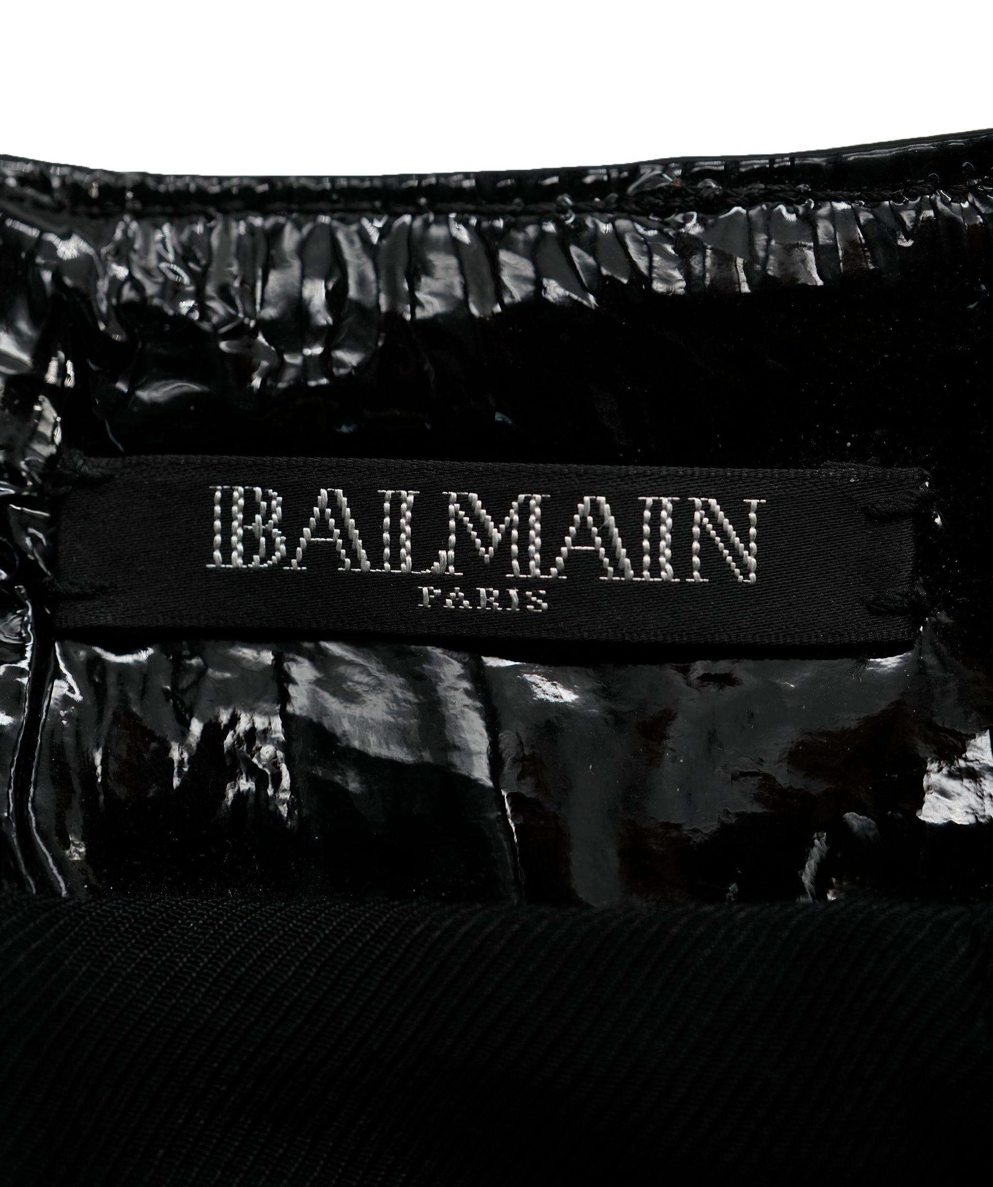 Balmain Jupe Balmain cuir verni noir cloutée AVC1655