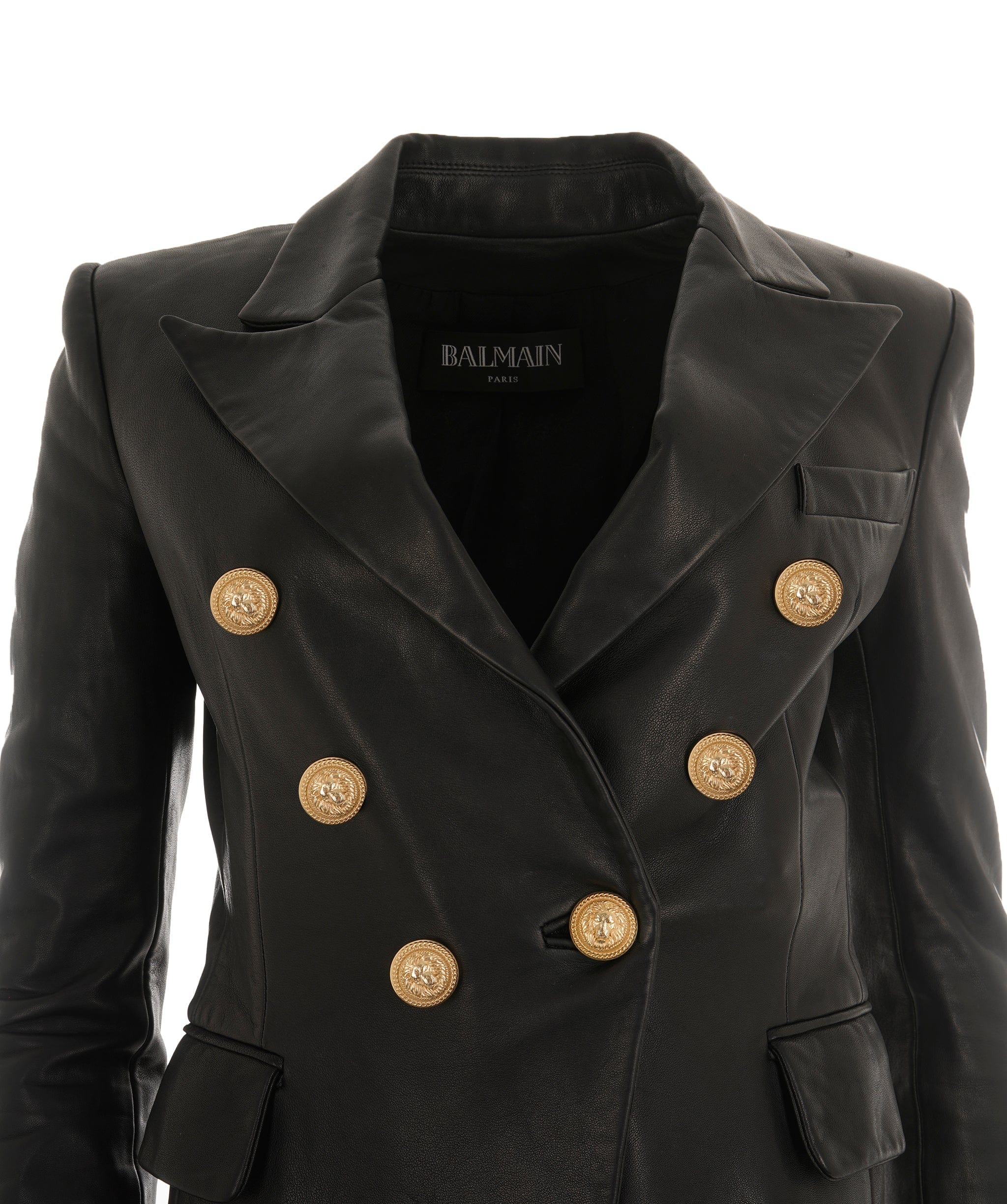 Balmain Balmain Black Leather Double Breasted Blazer  ALC2625