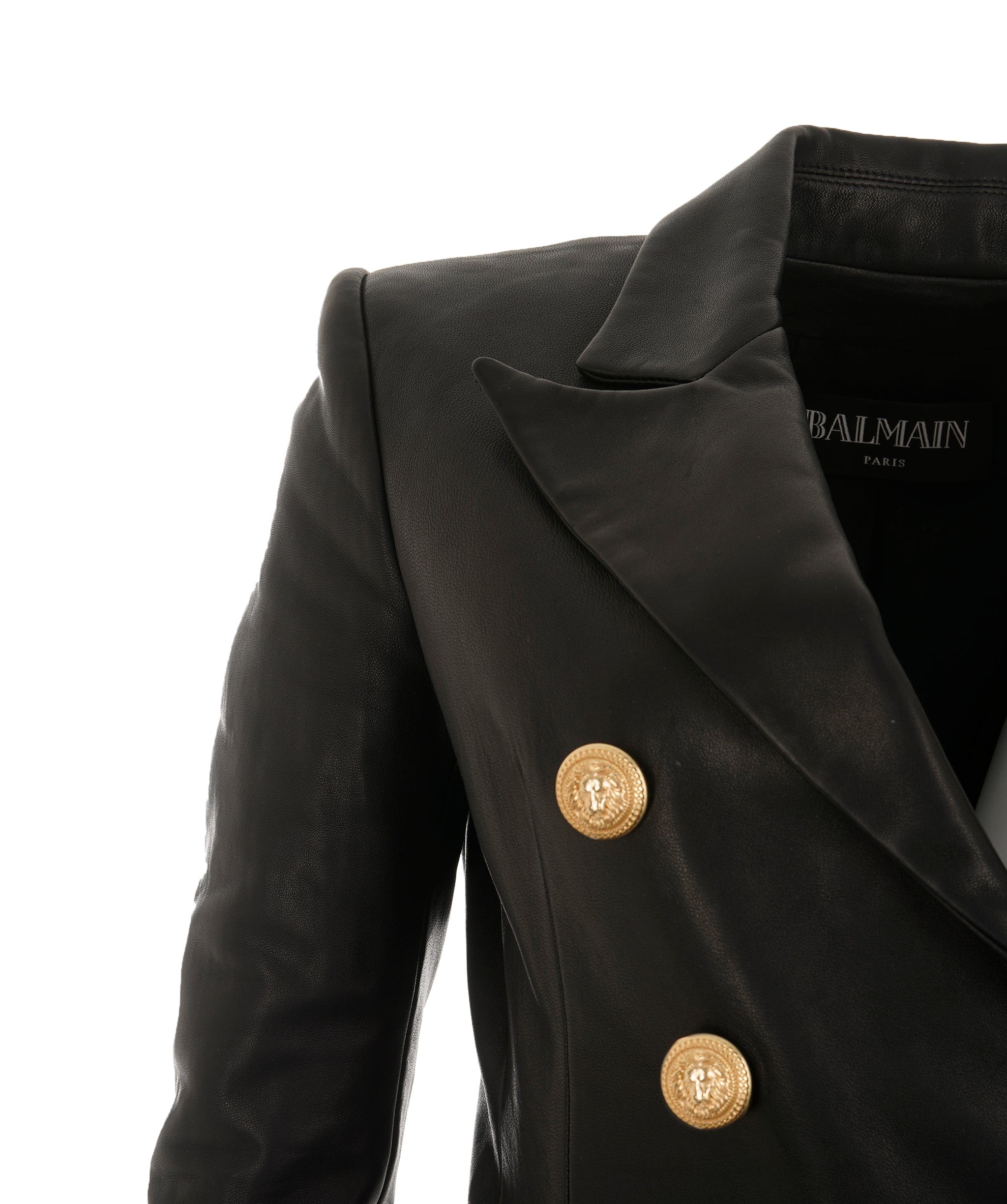 Balmain Balmain Black Leather Double Breasted Blazer  ALC2625