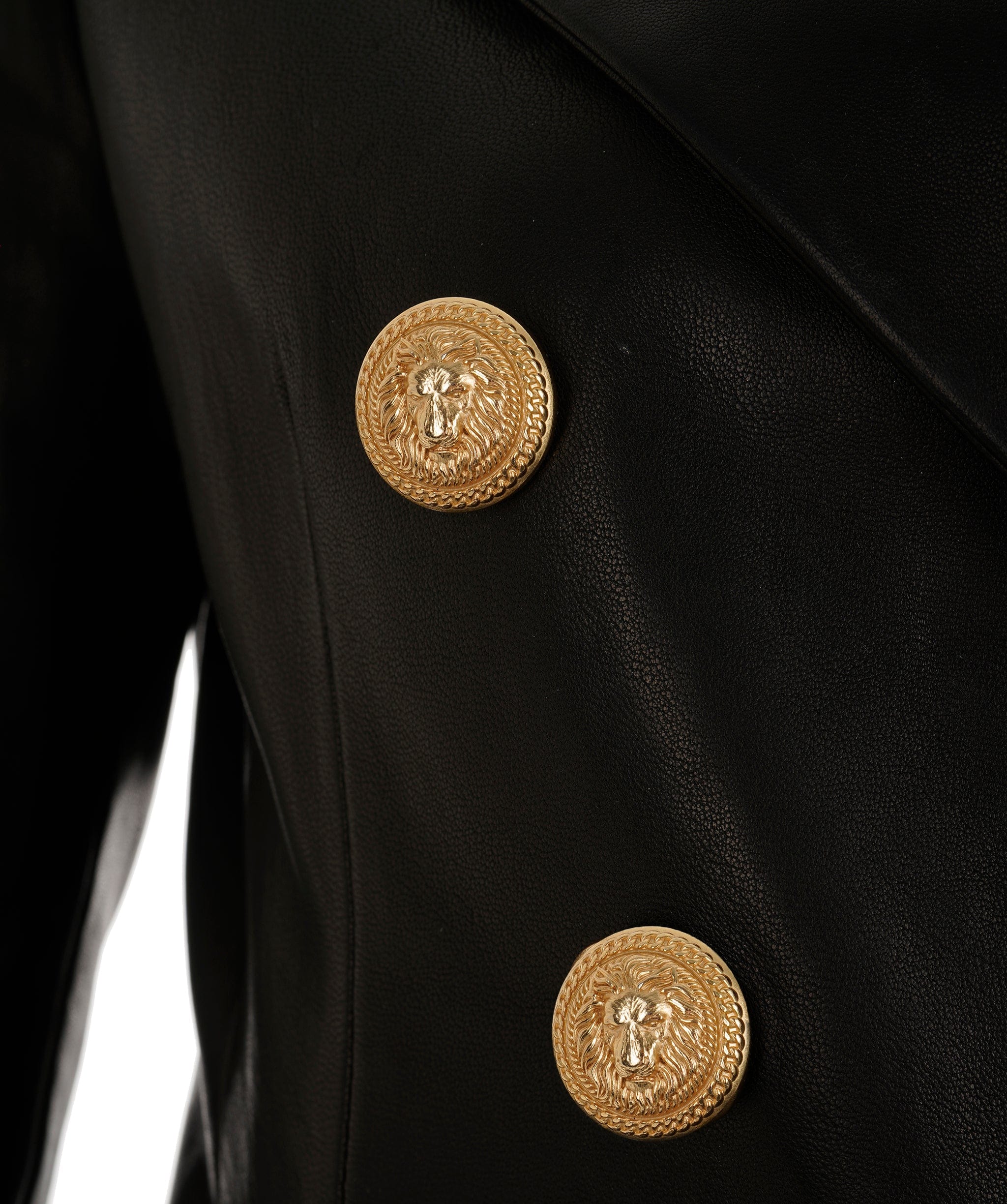 Balmain Balmain Black Leather Double Breasted Blazer  ALC2625