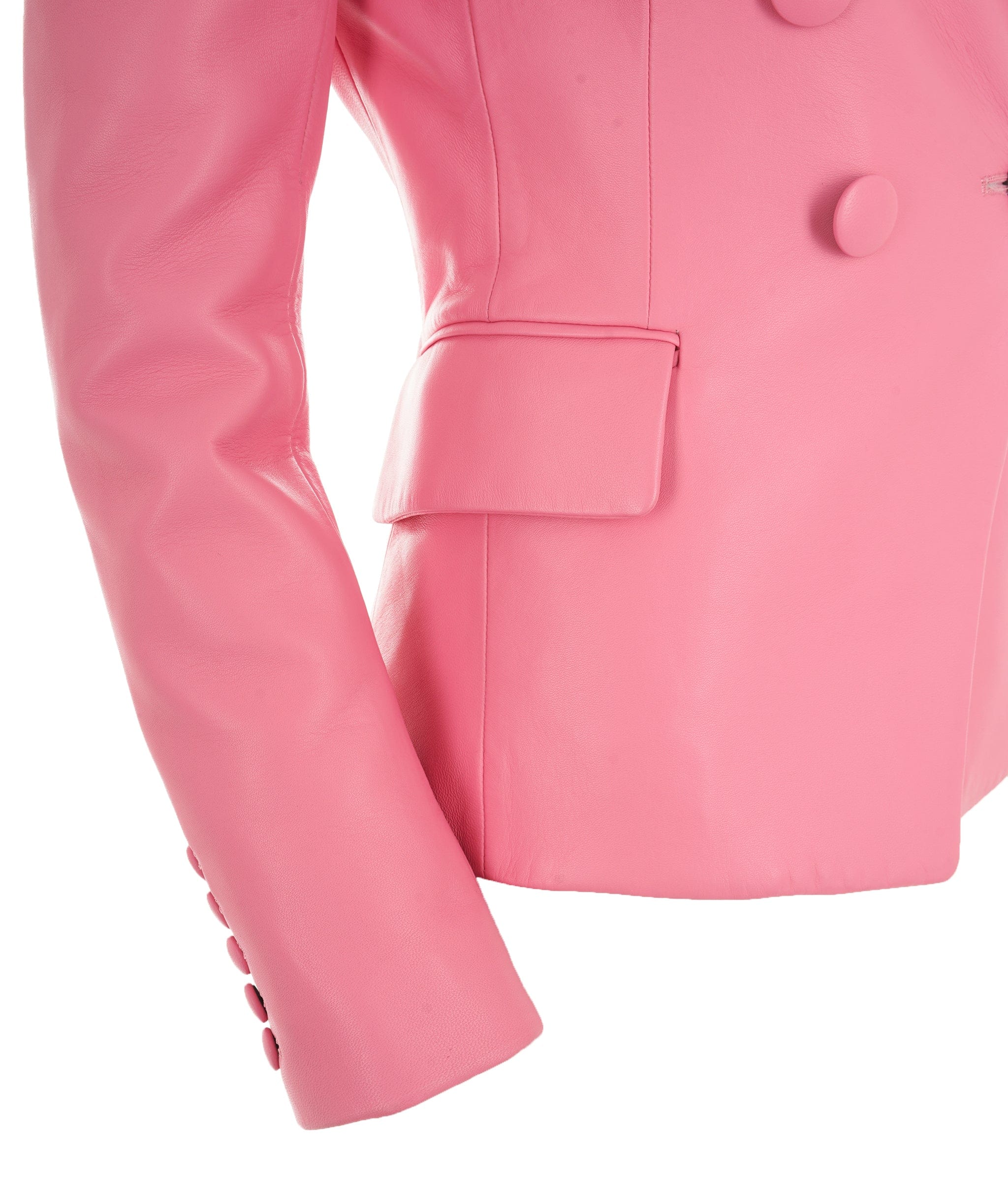 Balmain Balmain Pink Leather Double Breasted Blazer  ALC2624