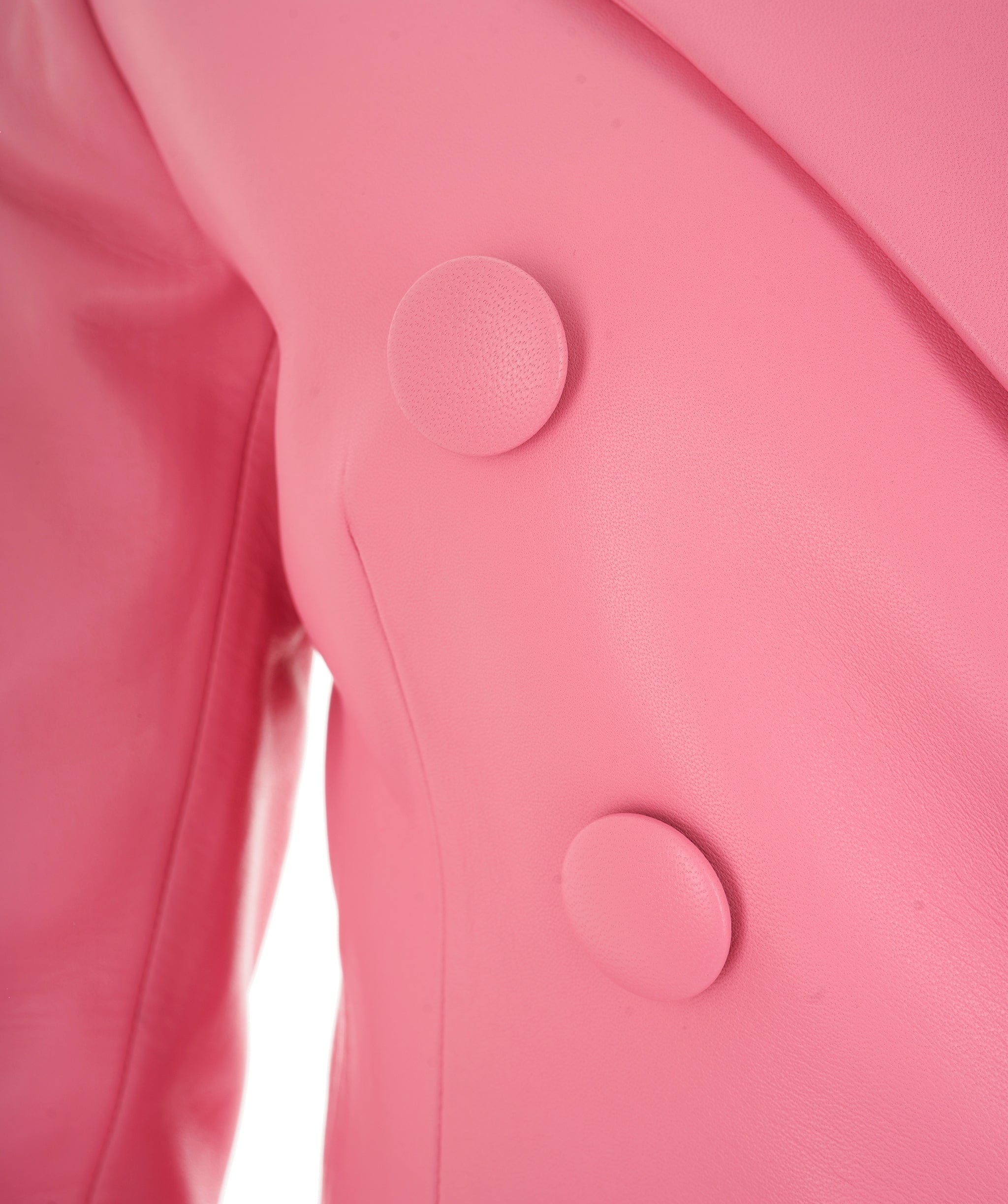 Balmain Balmain Pink Leather Double Breasted Blazer  ALC2624