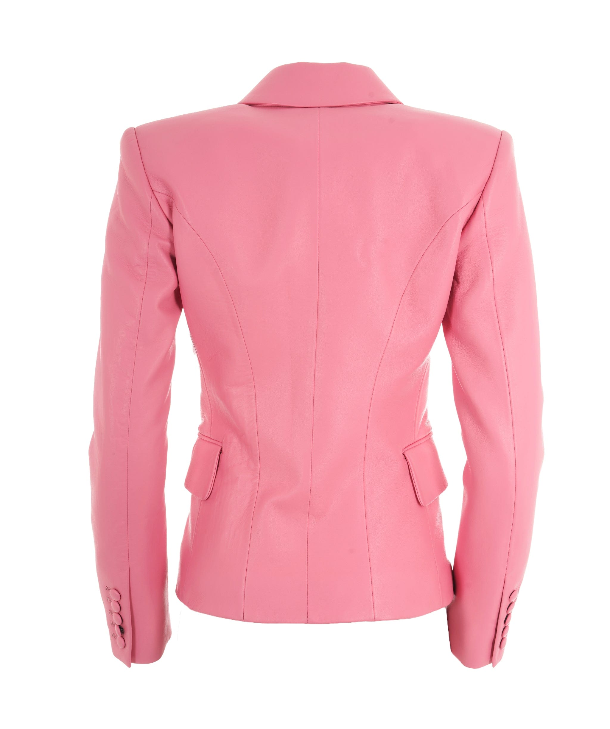 Balmain Balmain Pink Leather Double Breasted Blazer  ALC2624