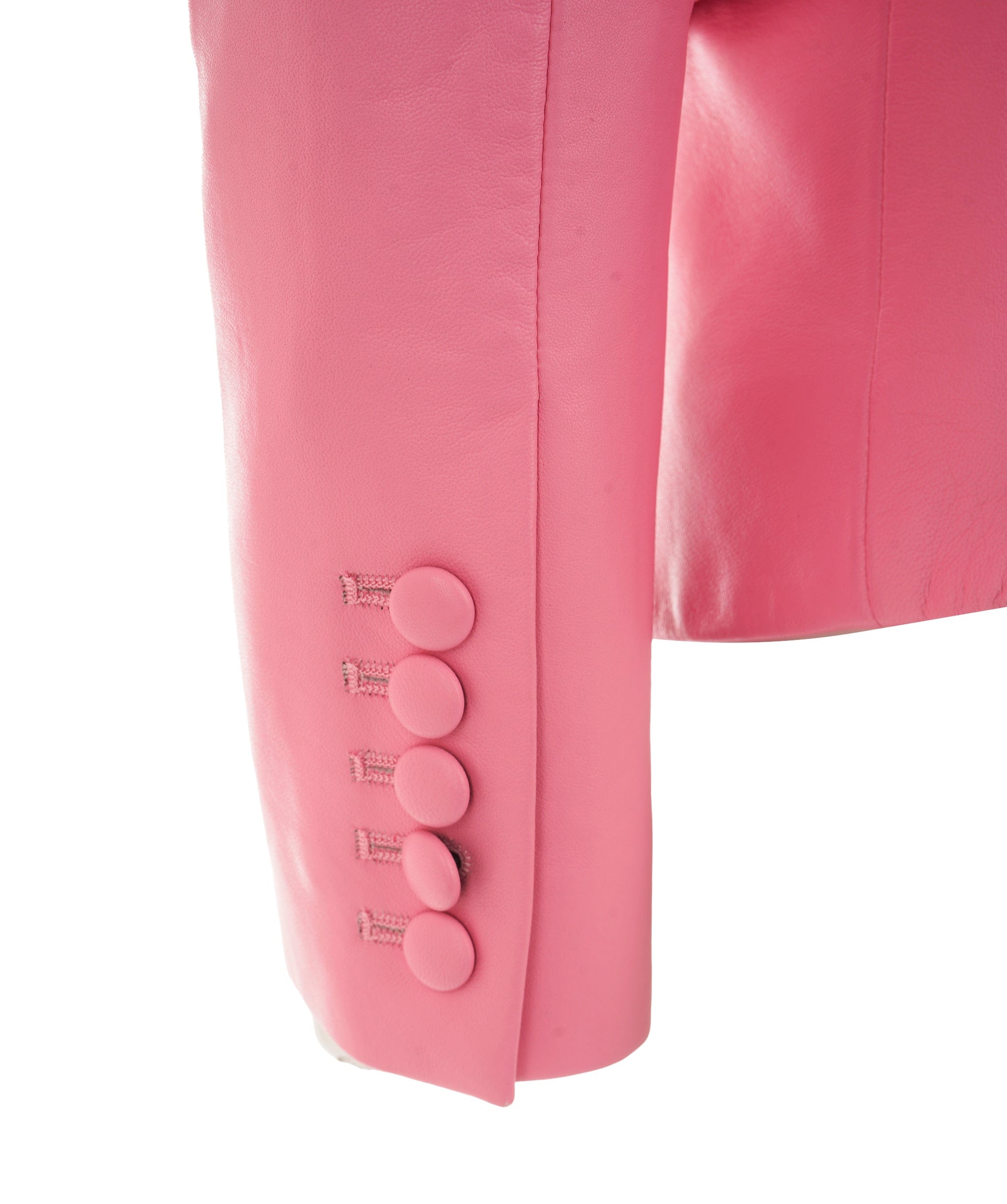 Balmain Balmain Pink Leather Double Breasted Blazer  ALC2624