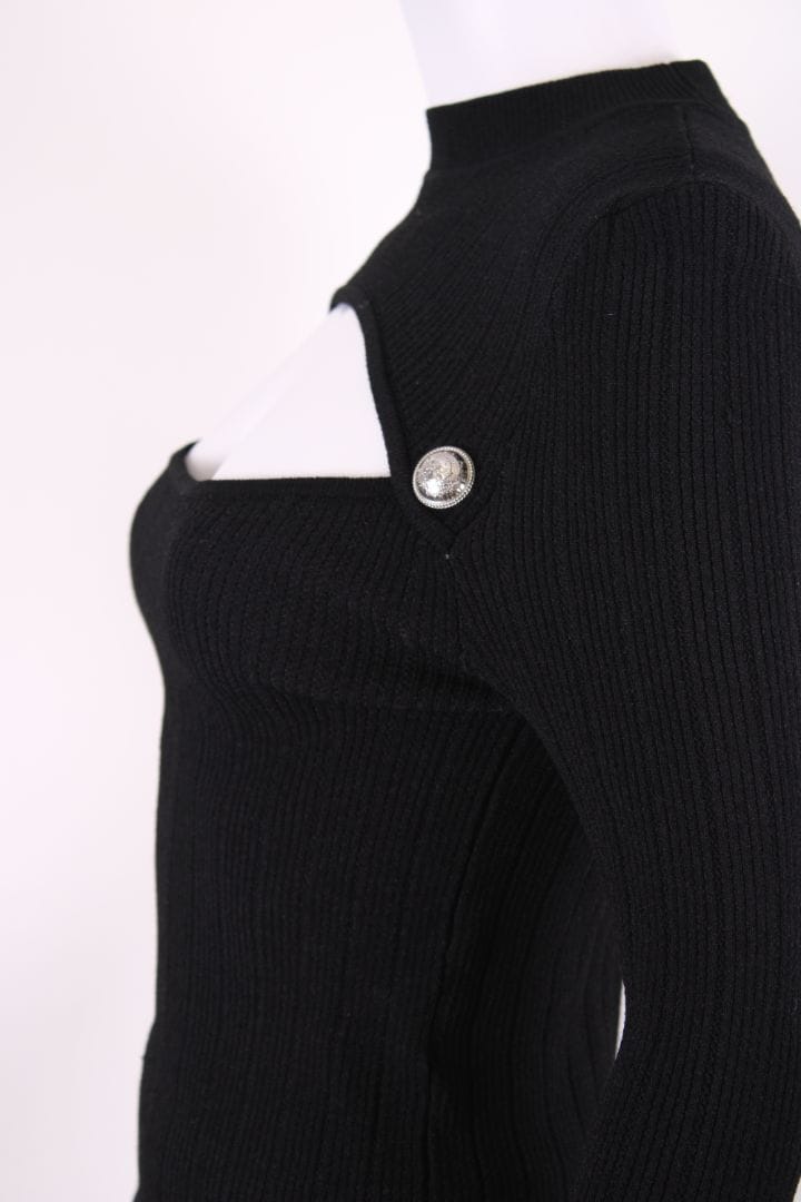 Balmain Balmain L/S Ribbed Knit Top Black S
