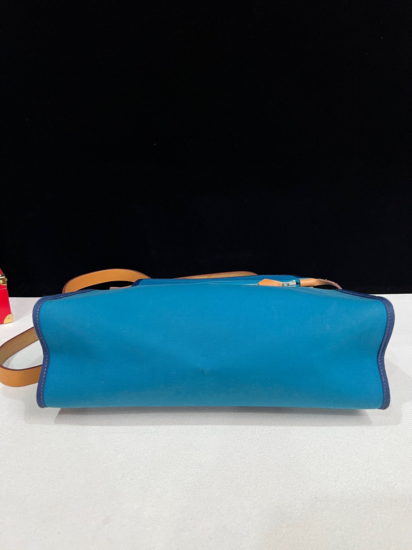 Hermès Herbag 31 Blue Canvas Gold Brown Leather Palladium Hardware Q Stamp