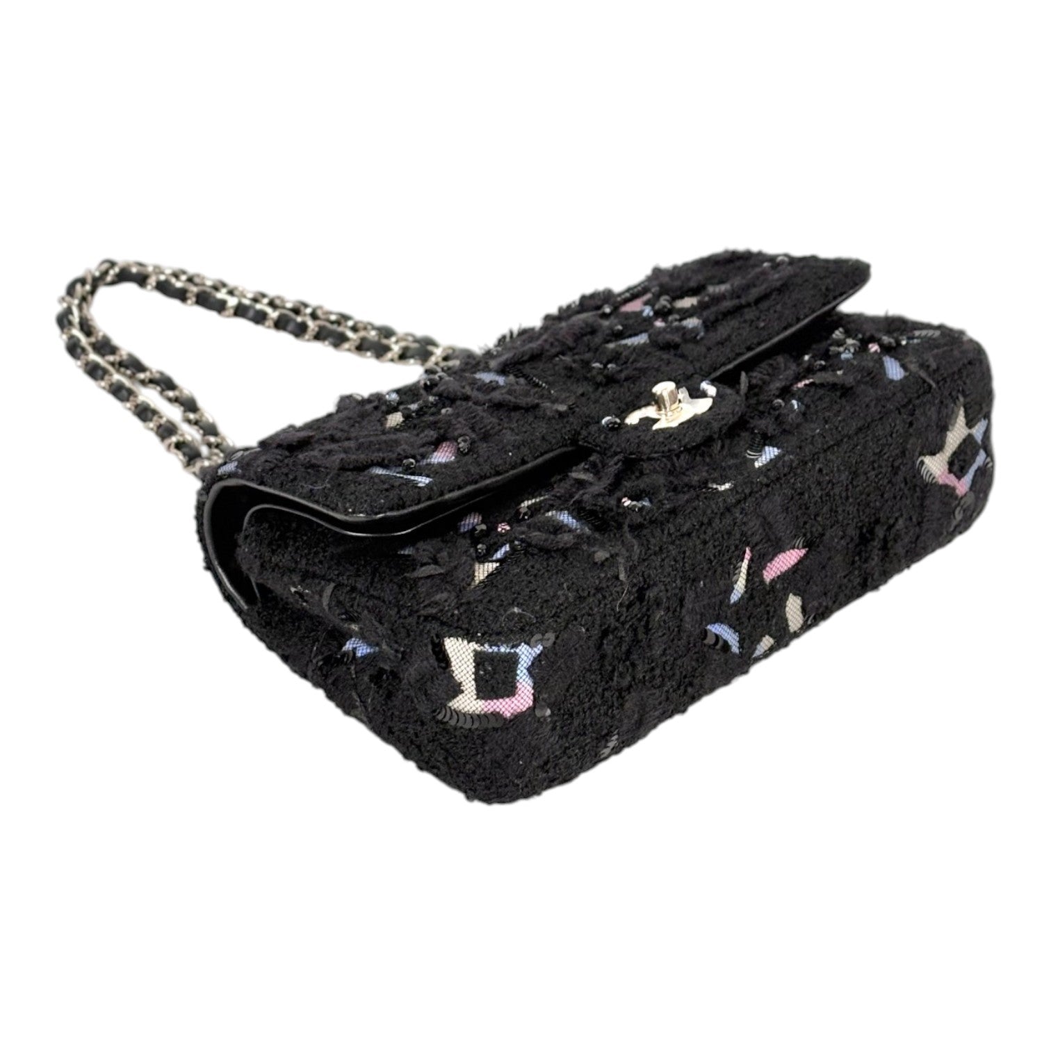 Chanel Medium Black Classic Flap in Tweed