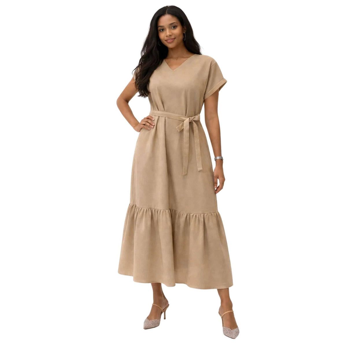 BETTERKIND V-NECK BELTED DRESS “LEE-JOHN” (فستان)