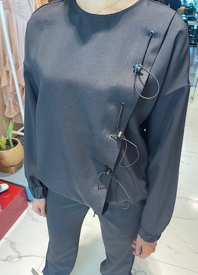 BETTERKIND ONE SIDE WAVE STRING LONG SLEEVES TOP (قميص)