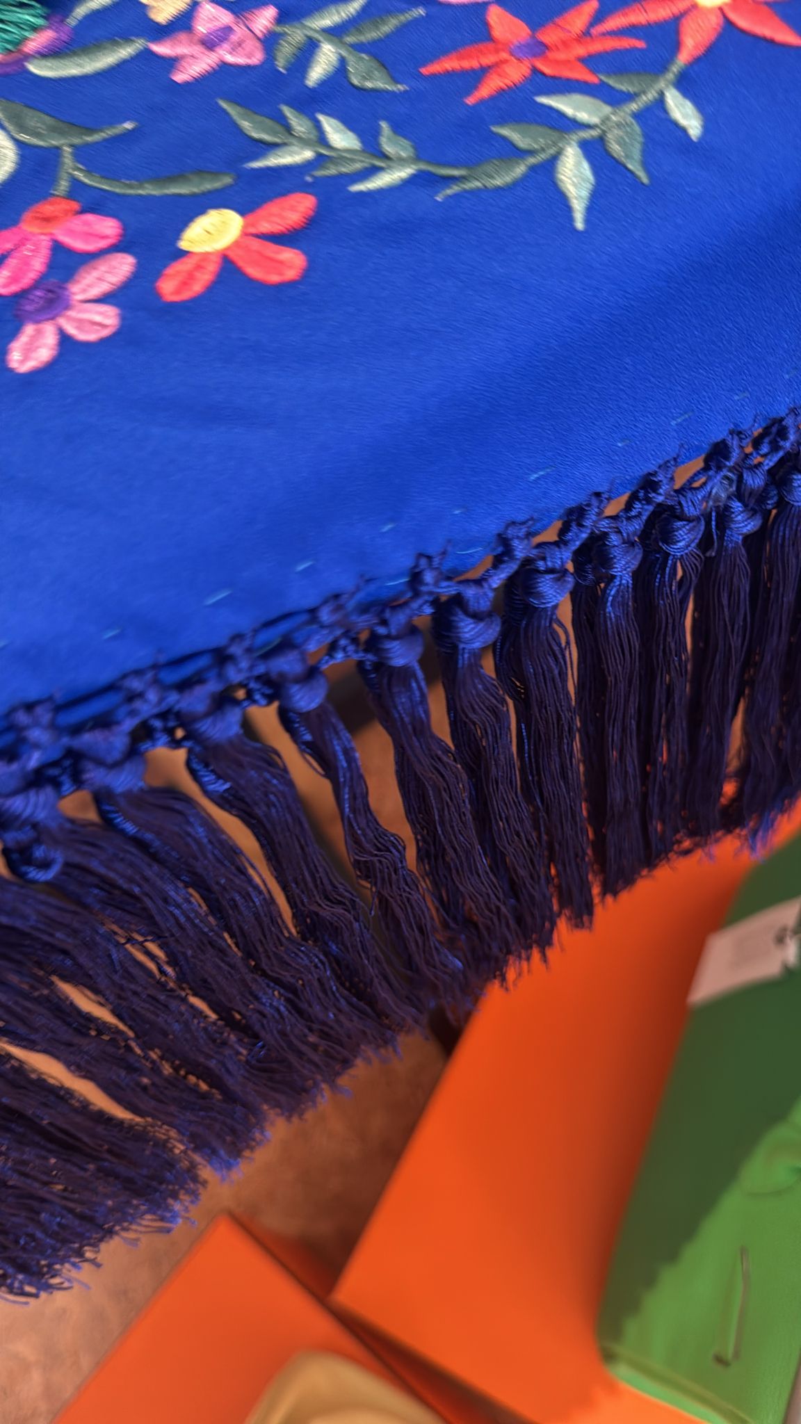 Fringe Scarf Floral Blue ASC7345