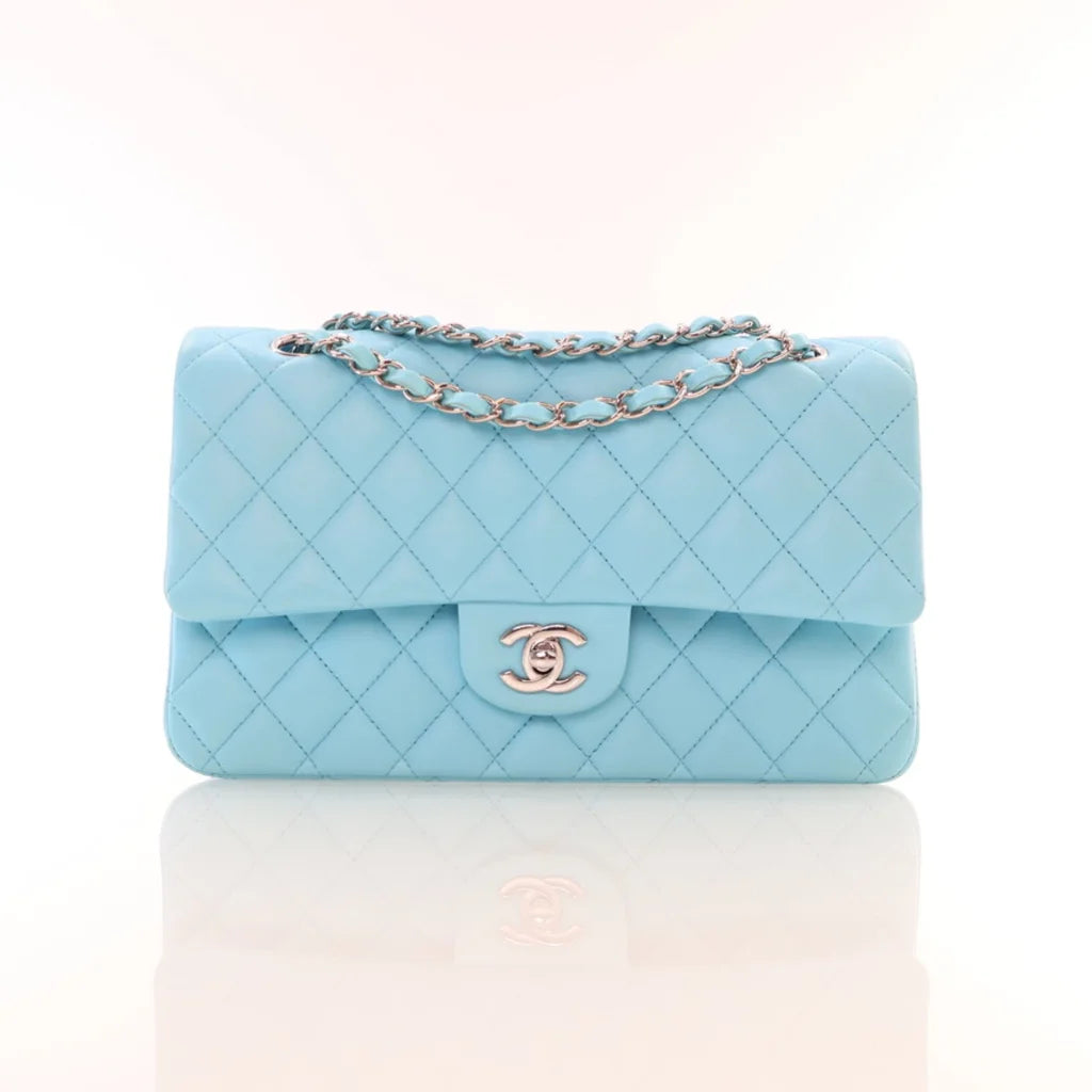 Chanel Medium Light Blue Calfskin Classic Flap